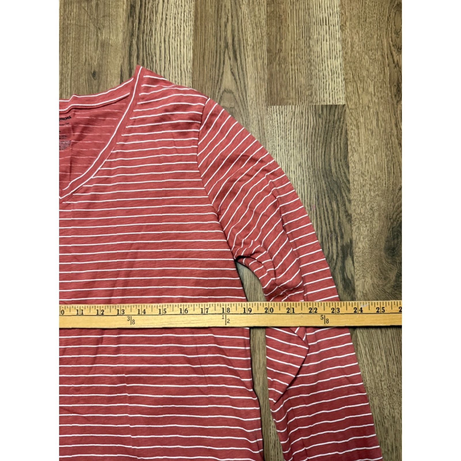 Vintage Sonoma Shirt Womens L Red White Striped V-Neck Long Sleeve Shirt Pullover Knit Cotton Casual Modern Basic Fall Spring Summer Modern Womens Size L / US 10 / IT 46 - 6 Thumbnail