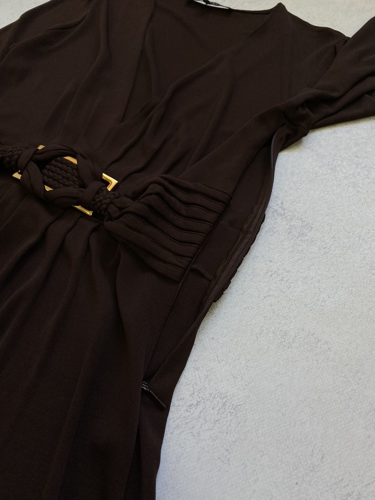 Gucci Gucci Womens Chocolate Brown V Neck Knee Length Dress Size M Size M / US 6-8 / IT 42-44 - 15 Thumbnail