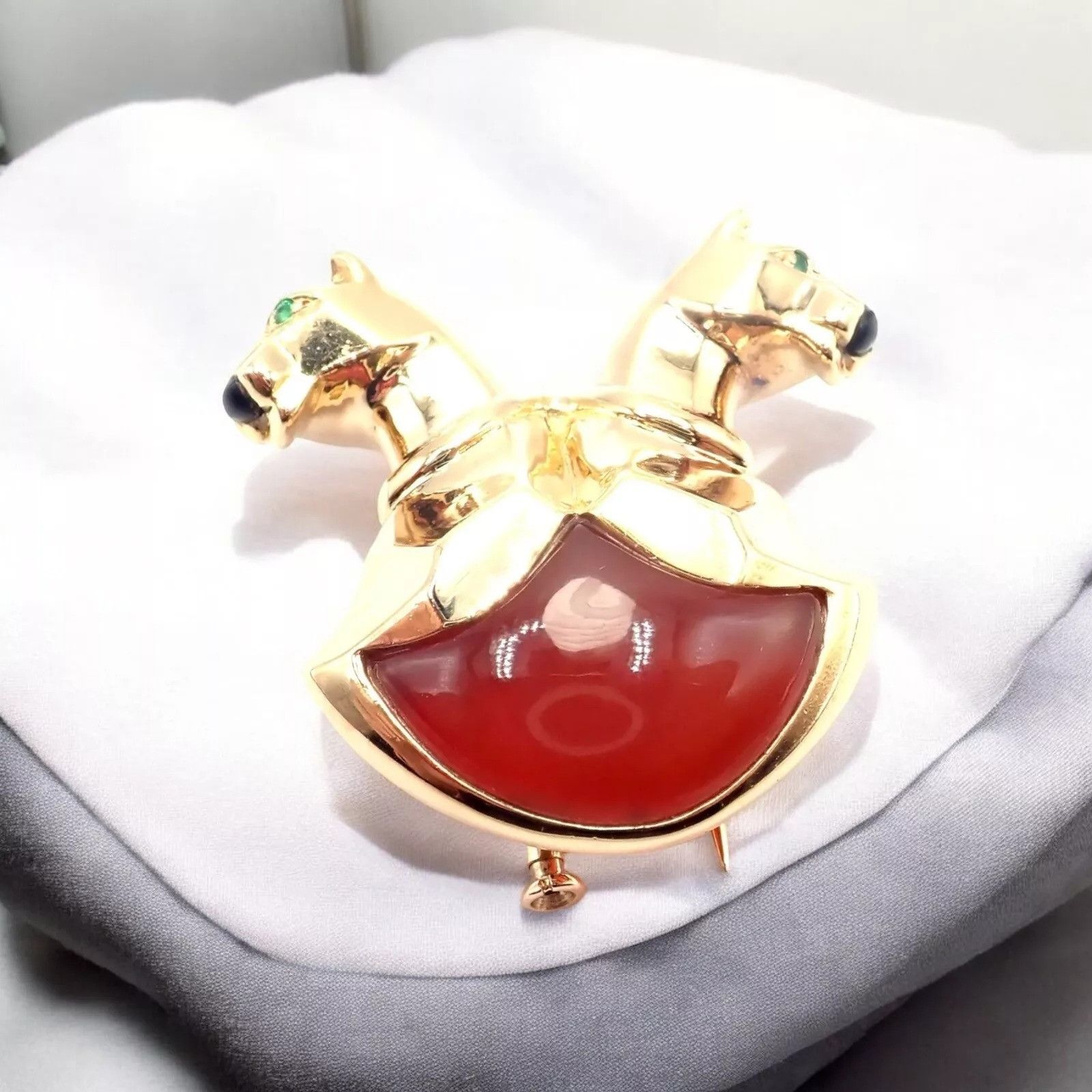 Cartier Cartier Double Panther 18k Jasper Onyx Pin Brooch Size ONE SIZE - 2 Thumbnail