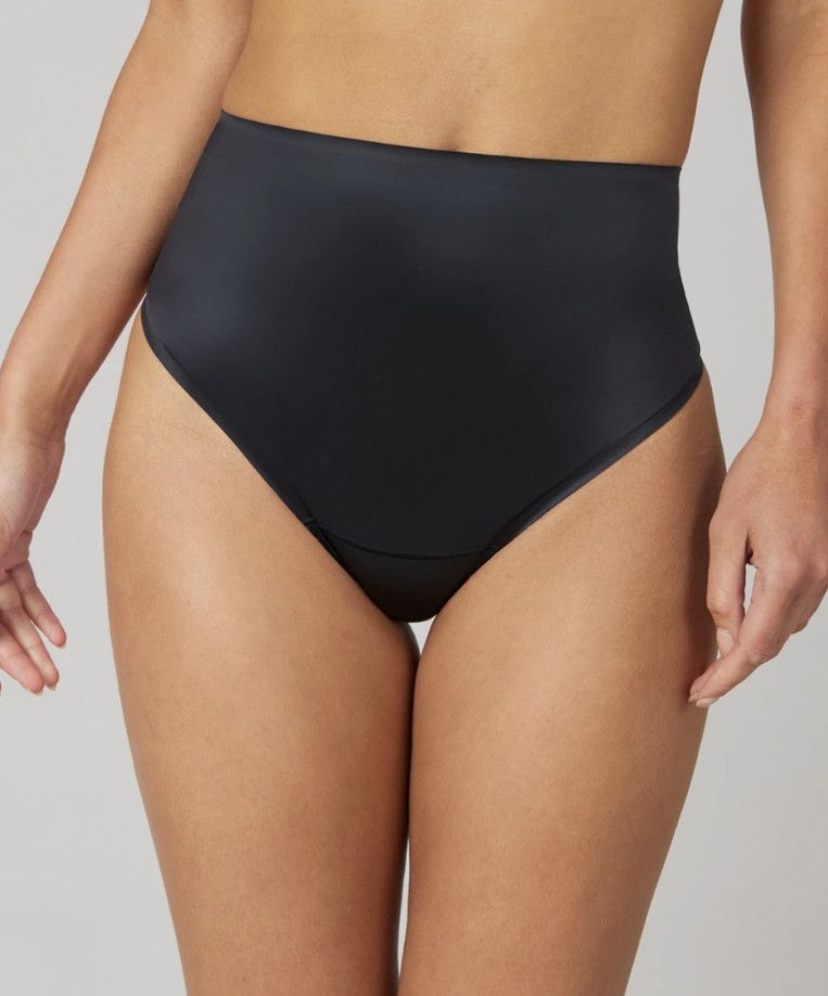 Spanx SPANX 40063R Shaping Satin Thong Underwear Black ( 2X ) Size 22" - 1 Thumbnail