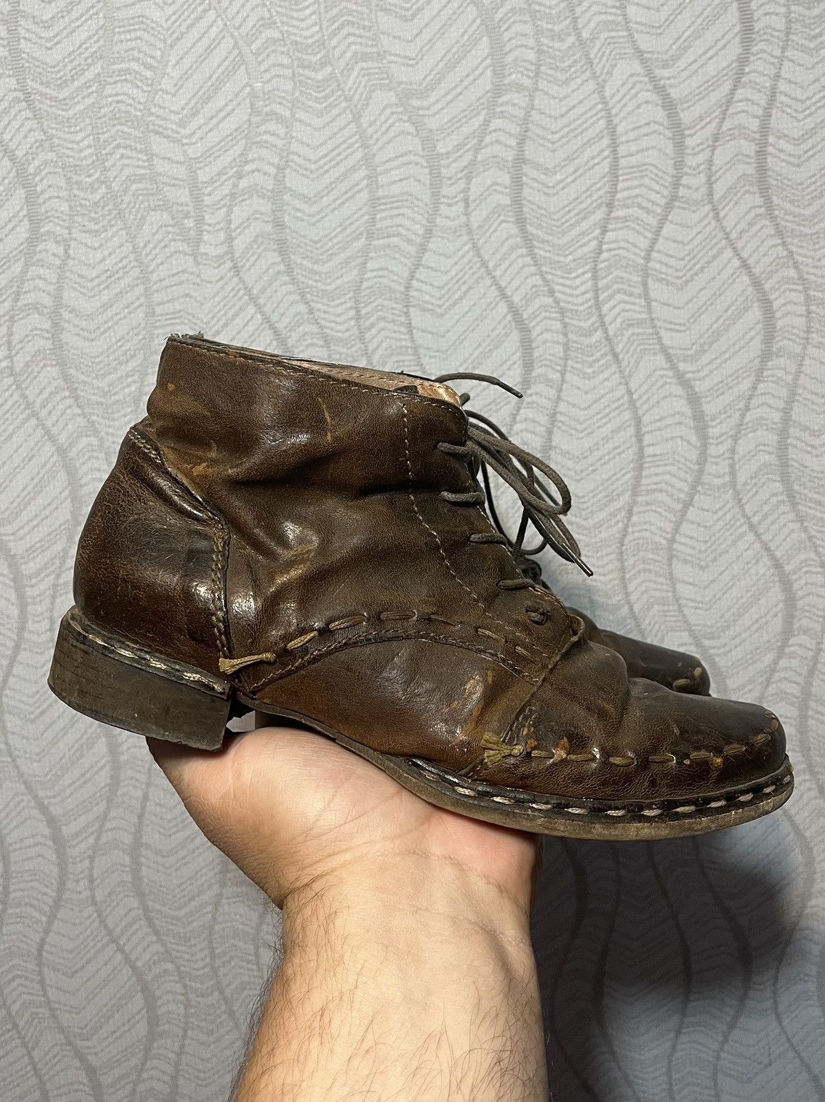 Elia Maurizi Clocharme Avant Garde Leather Distressed Guidi Style Boots Size US 7 / IT 37 - 2 Thumbnail