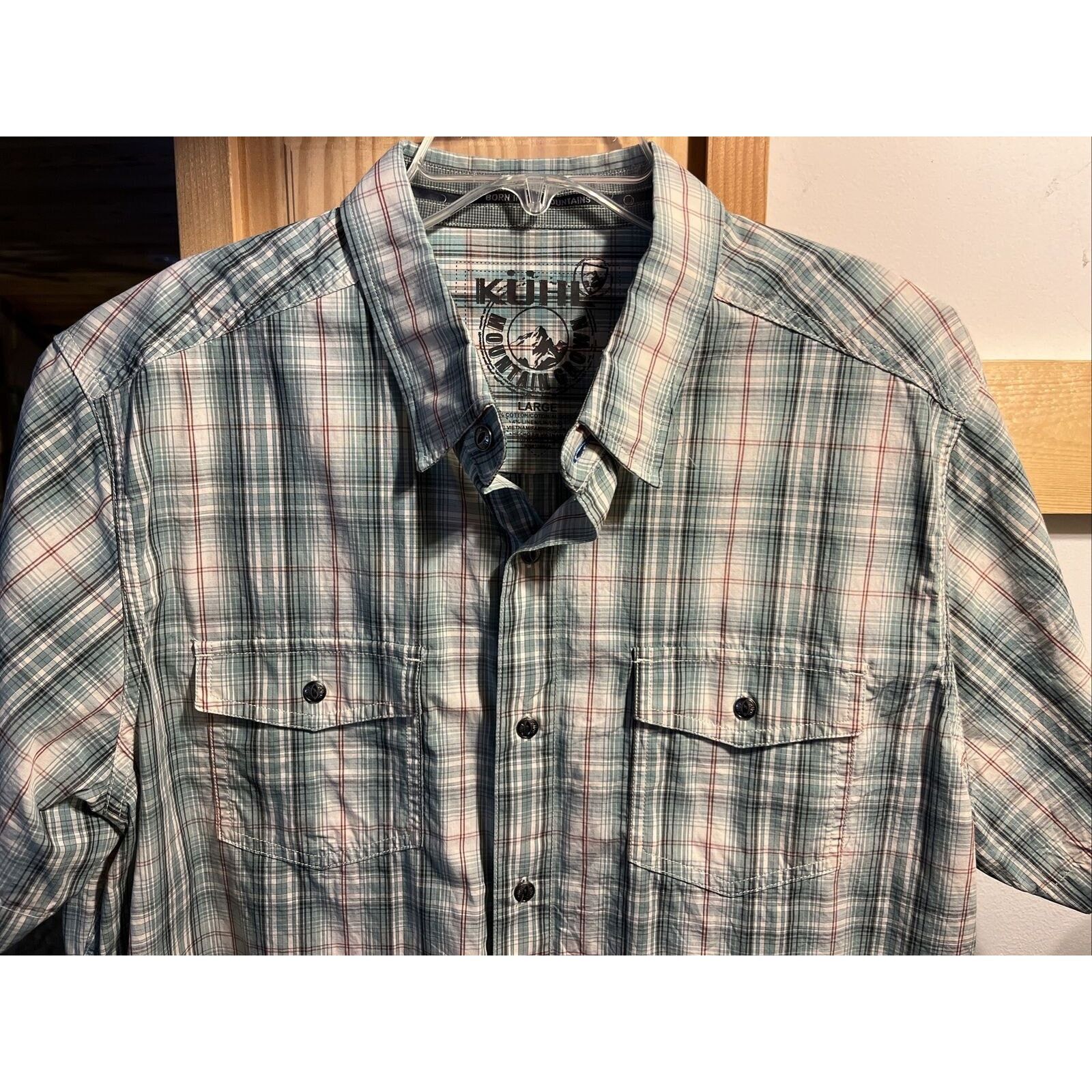 Kuhl Kuhl Men's L Blue Check SS Button Pocket Cotton Linen Shirt Size US L / EU 52-54 / 3 - 4 Thumbnail