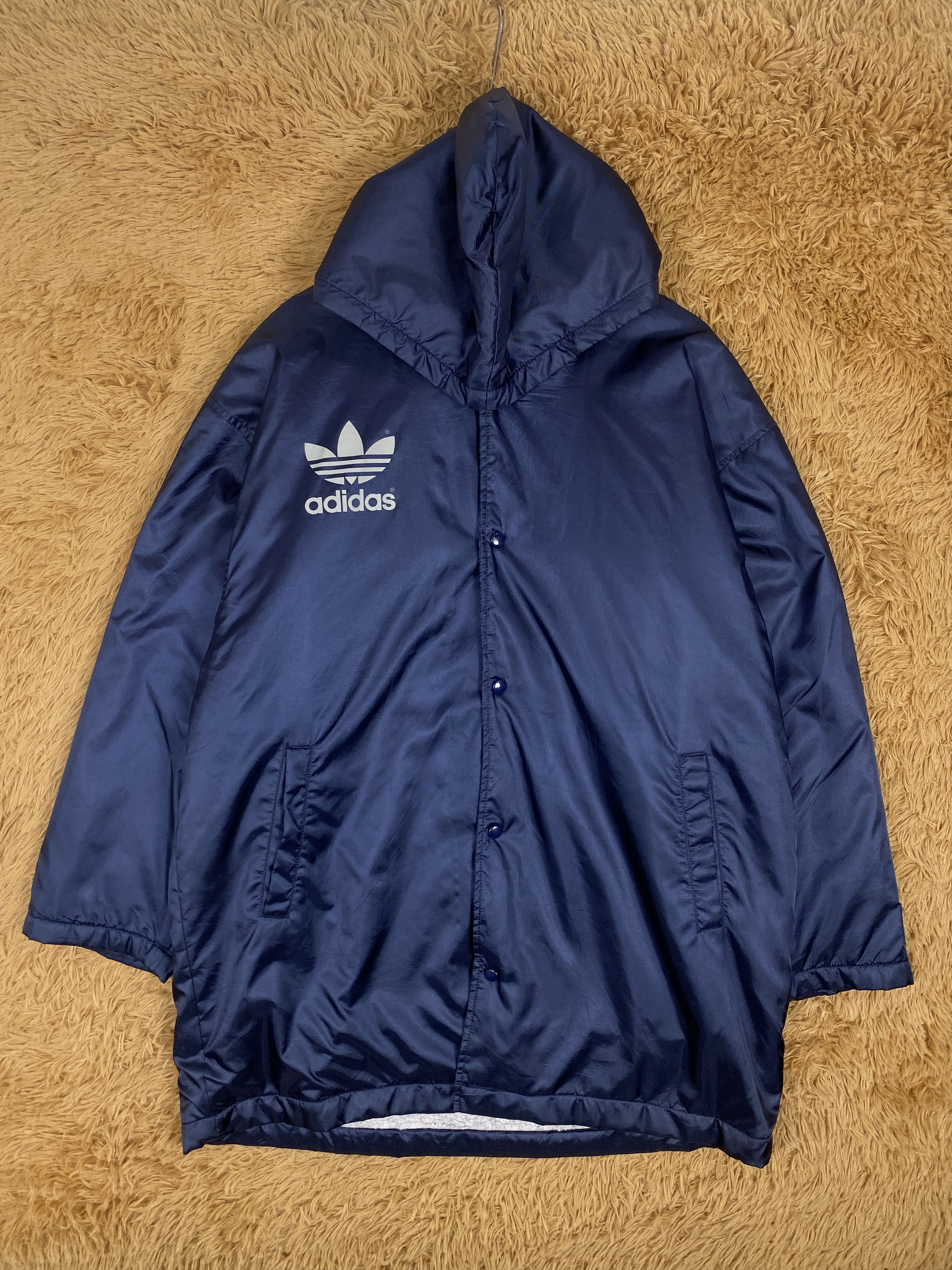Adidas Vintage Adidas Big Logo Fleece Lining Long Jacket PJ2489 Size US XL / EU 56 / 4 - 2 Thumbnail