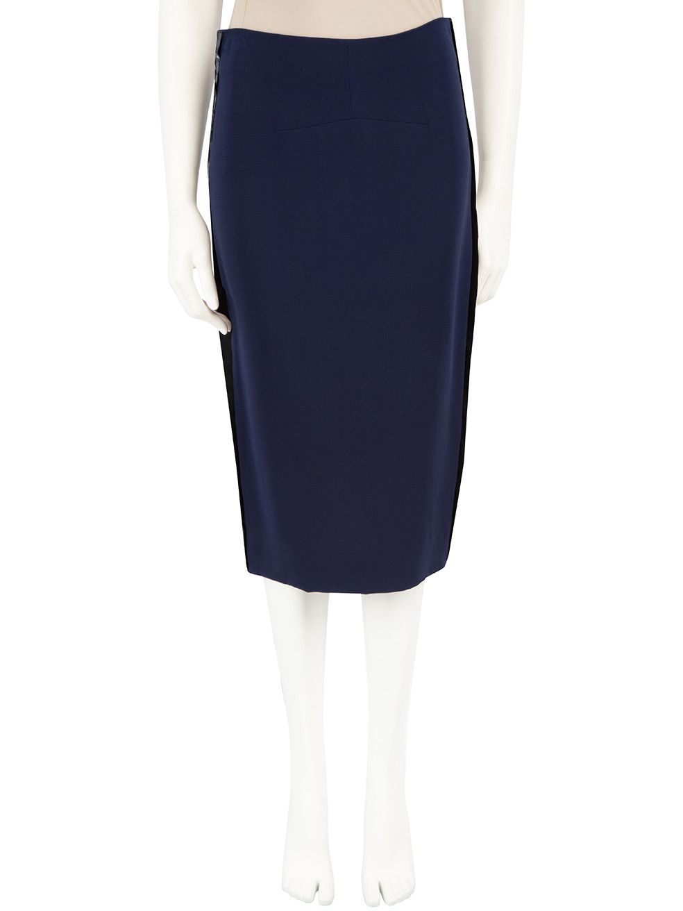 image of Victoria Beckham Navy Silk No.012 Reflective Trim Skirt, Women's (Size 30)