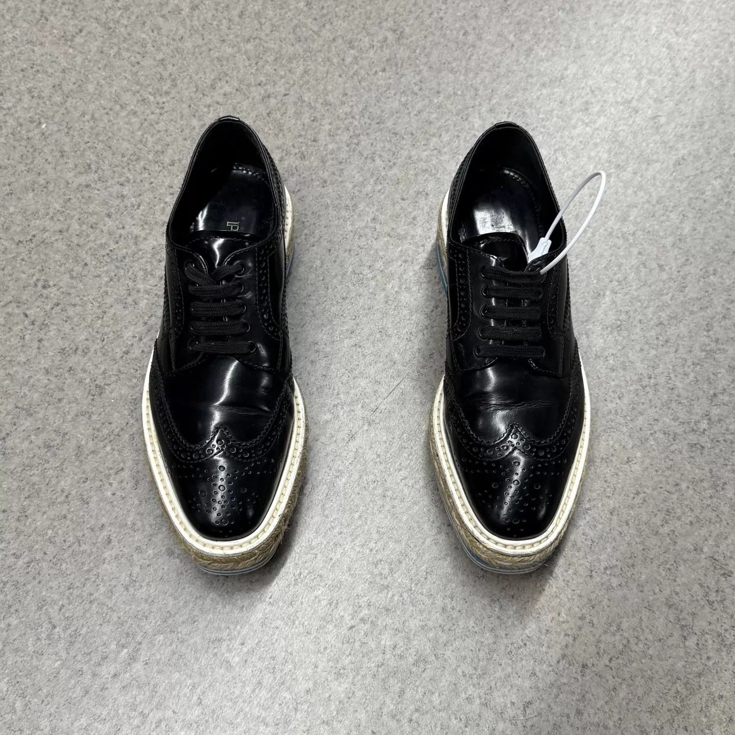 Prada Prada patent Fume blackblue retro platform 37.5 worn once Size US 7 / IT 37 - 5 Thumbnail