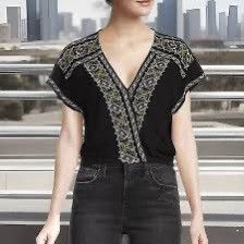 Free People Free People High-Low Banded Embroidered Blouse XS Size XS / US 0-2 / IT 36-38 - 7 Thumbnail