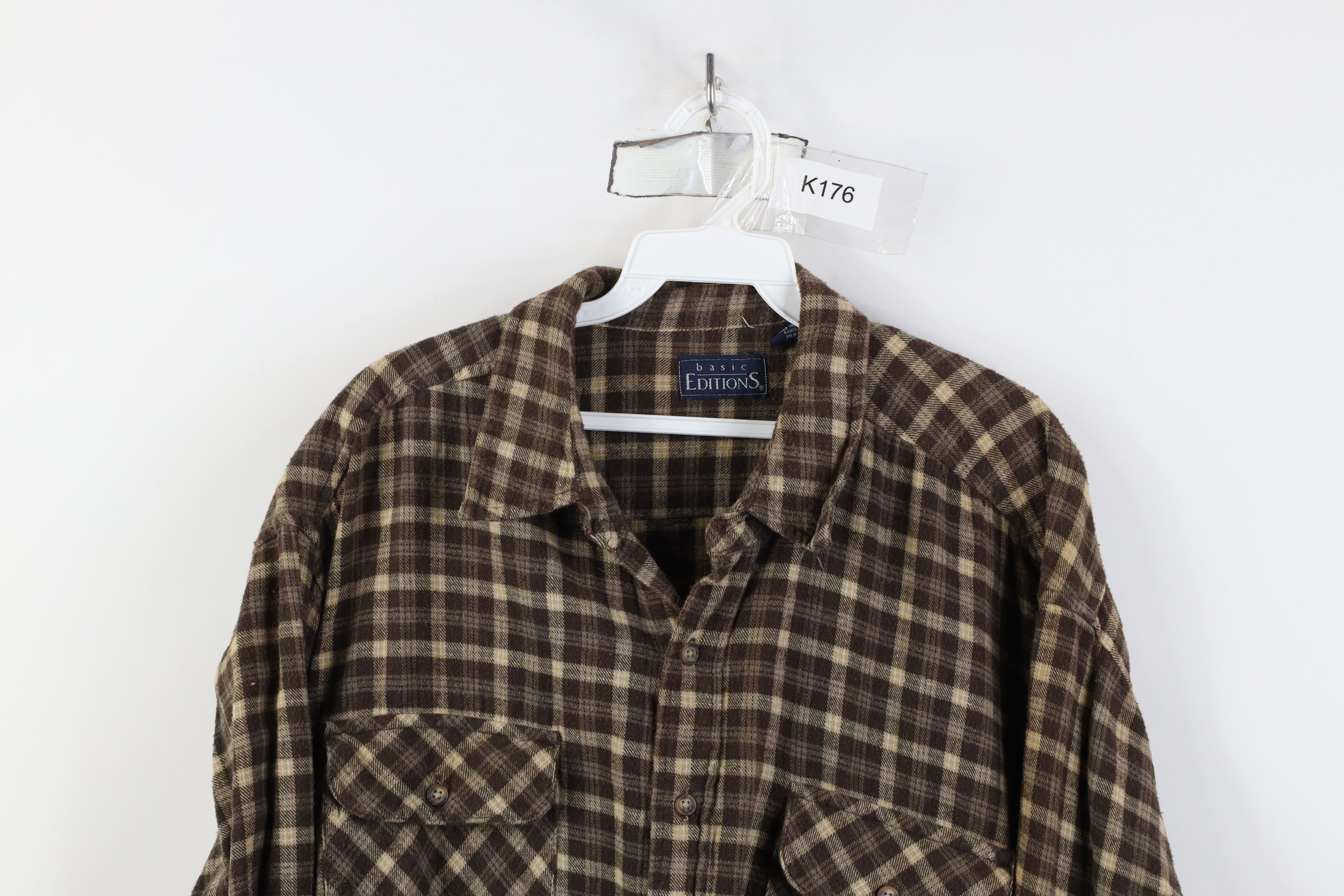 Vintage Vintage 90s Streetwear Collared Button Shirt Brown Plaid Size US XL / EU 56 / 4 - 2 Thumbnail