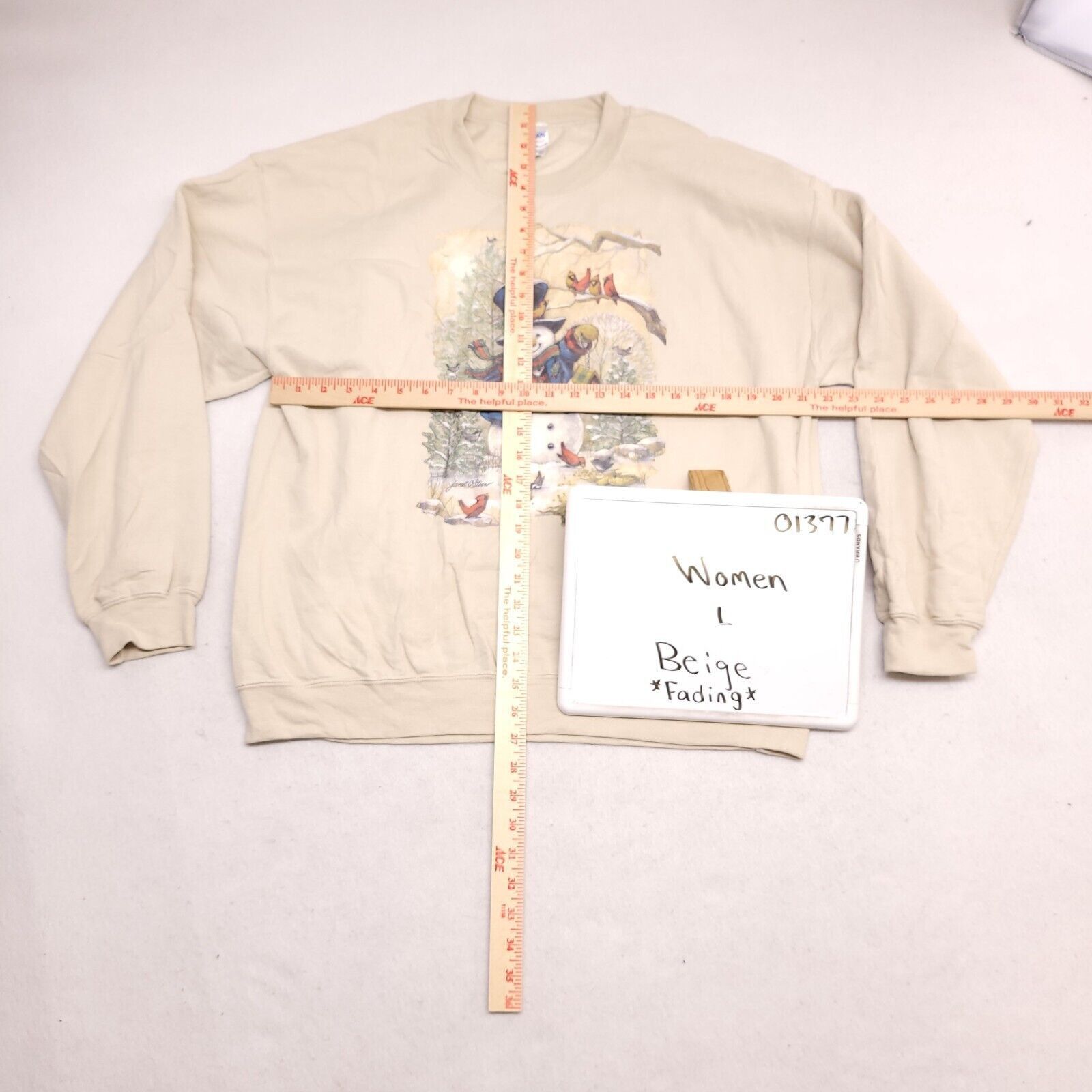 Gildan Gildan Snowman Long Sleeve Pullover Womens Size Large Beige Size L / US 10 / IT 46 - 7 Thumbnail
