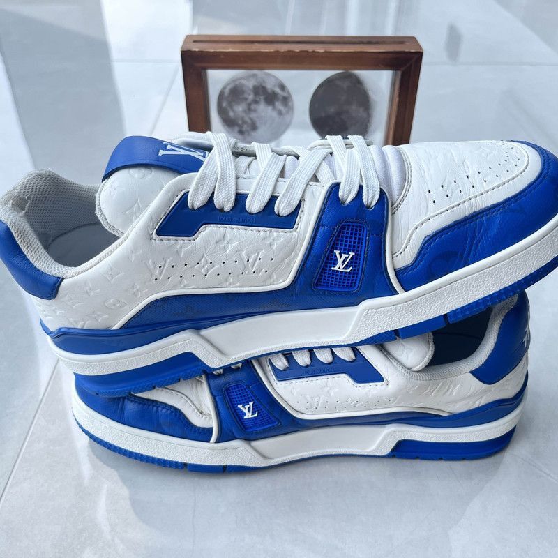 Louis Vuitton Louis Vuitton Blue and White Trainer Sneakers -2508 Size US 7.5 / EU 40-41 - 7 Thumbnail