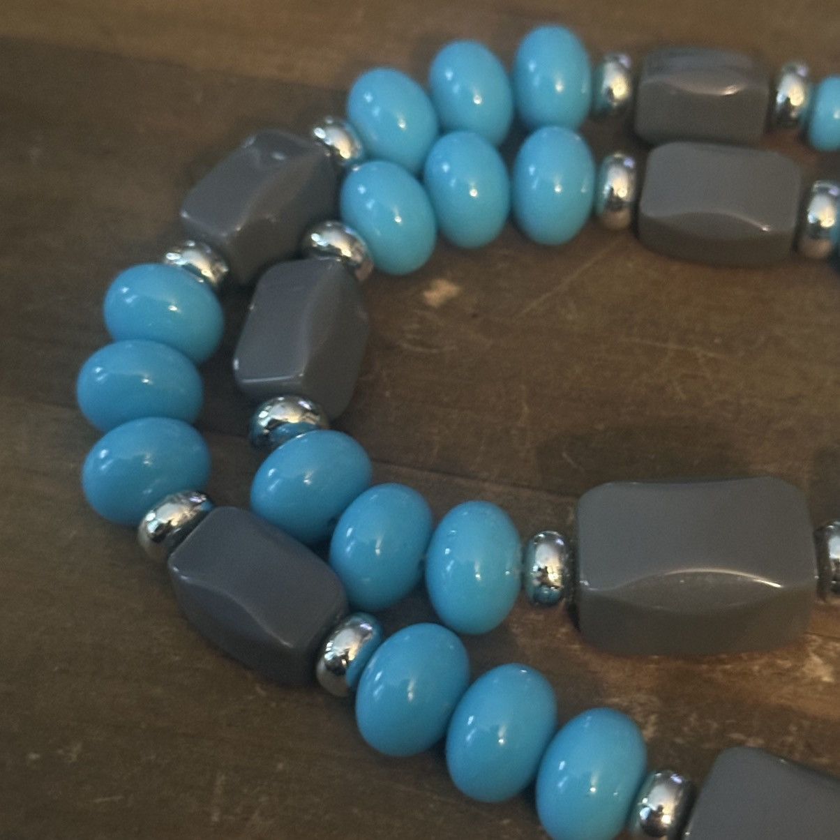 Vintage Vintage blue and gray long bead necklace Size ONE SIZE - 3 Thumbnail