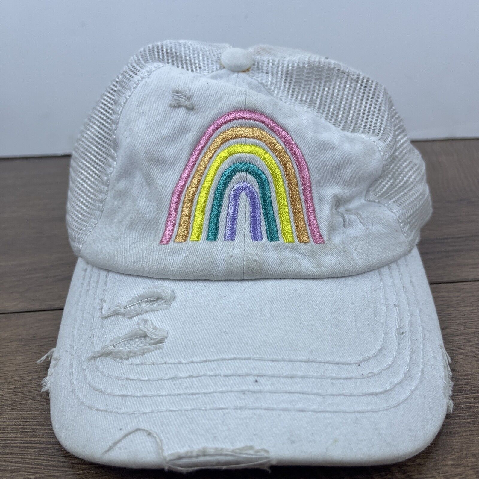Other Rainbow Hat Rainbow White Hat Adjustable Adult Size Hat Whit Size ONE SIZE - 2 Thumbnail