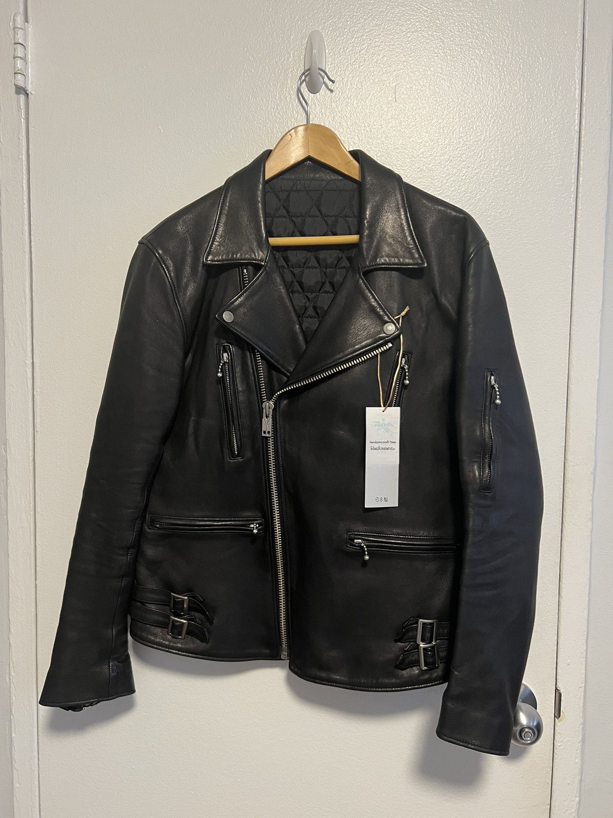 image of Blackmeans Double Rider Leather Jacket - Size 5 in Black, Men's