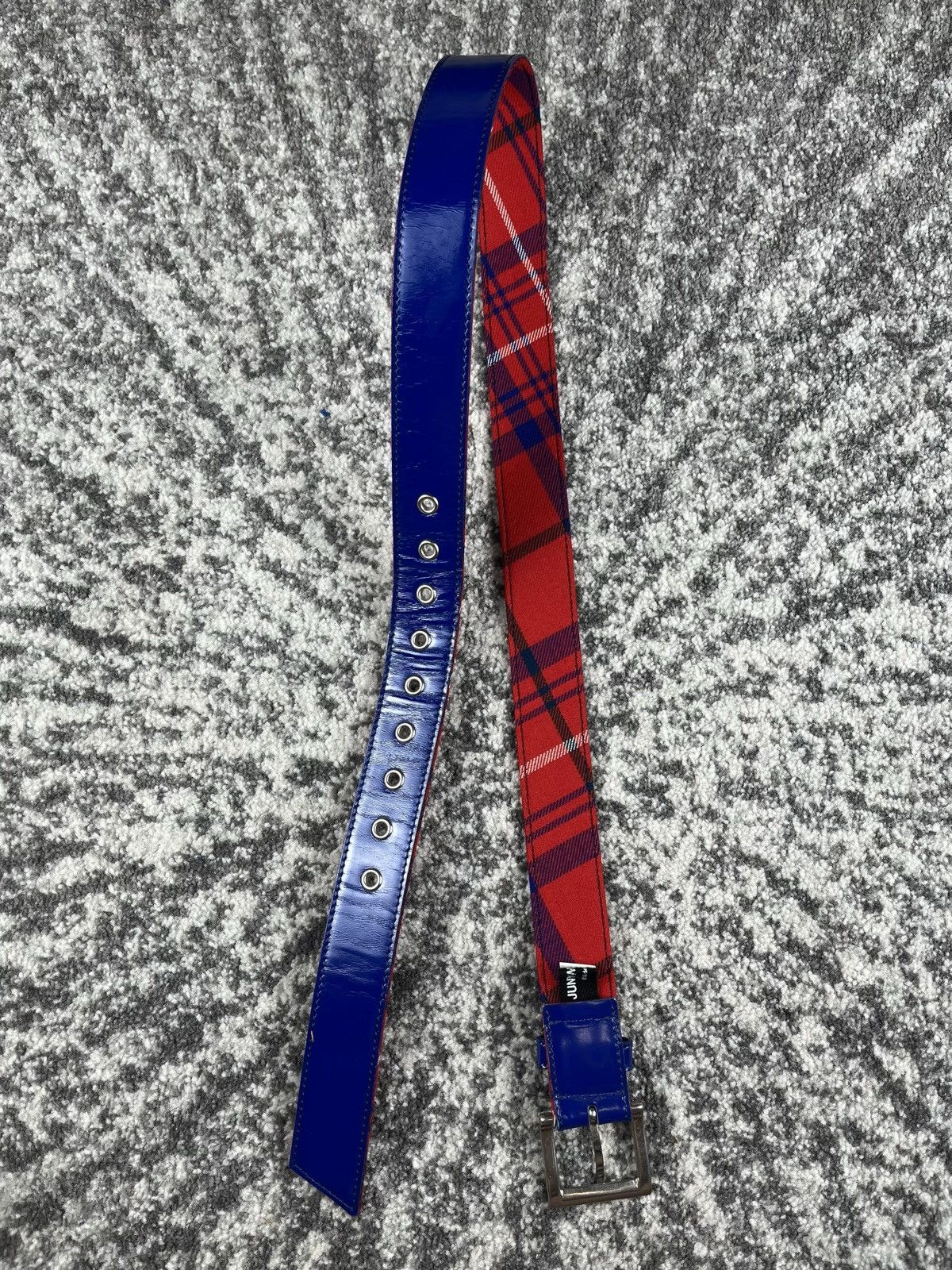 Junya Watanabe Junya Watanabe Plaid Lined Buckle Leather Belt Blue Size ONE SIZE - 3 Thumbnail