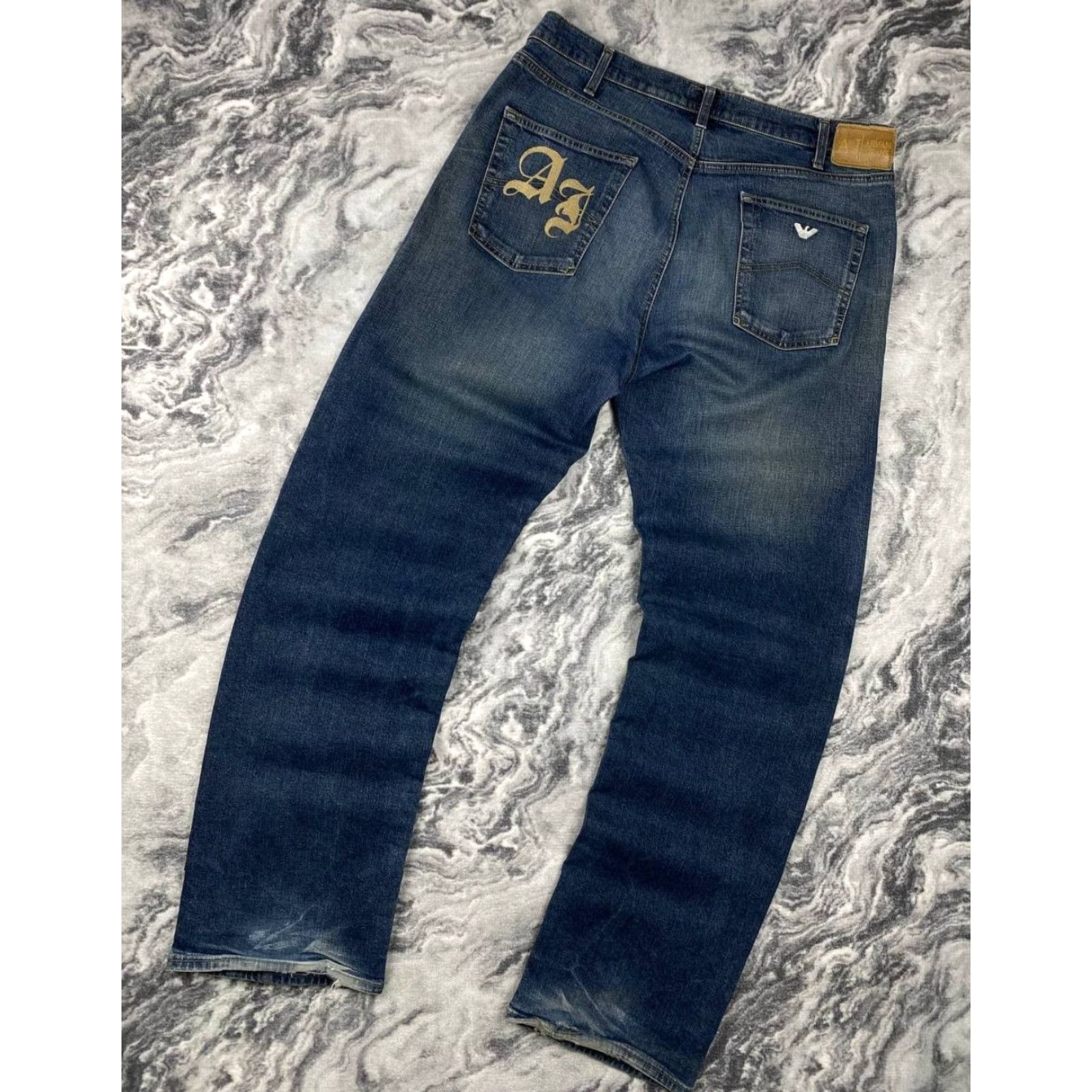 Vintage VINTAGE Armani Jeans Denim Baggy Jeans Big Logo 90s Men Blue 38 Regular Mens Jeans Size US 38 / EU 54 - 2 Thumbnail