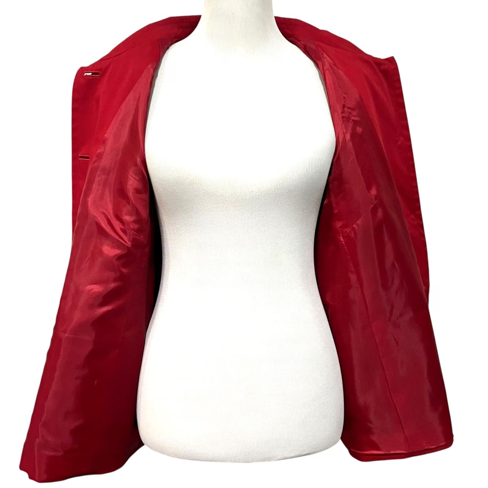 Talbots VINTAGE Talbots Jacket Red 100% Cotton Button Front Pockets Womens 18 Blazer Jacket Women 18 Red Solid Casual Business Travel Mens Womens Girls Size XXL / US 16-18 / IT 52-54 - 4 Thumbnail