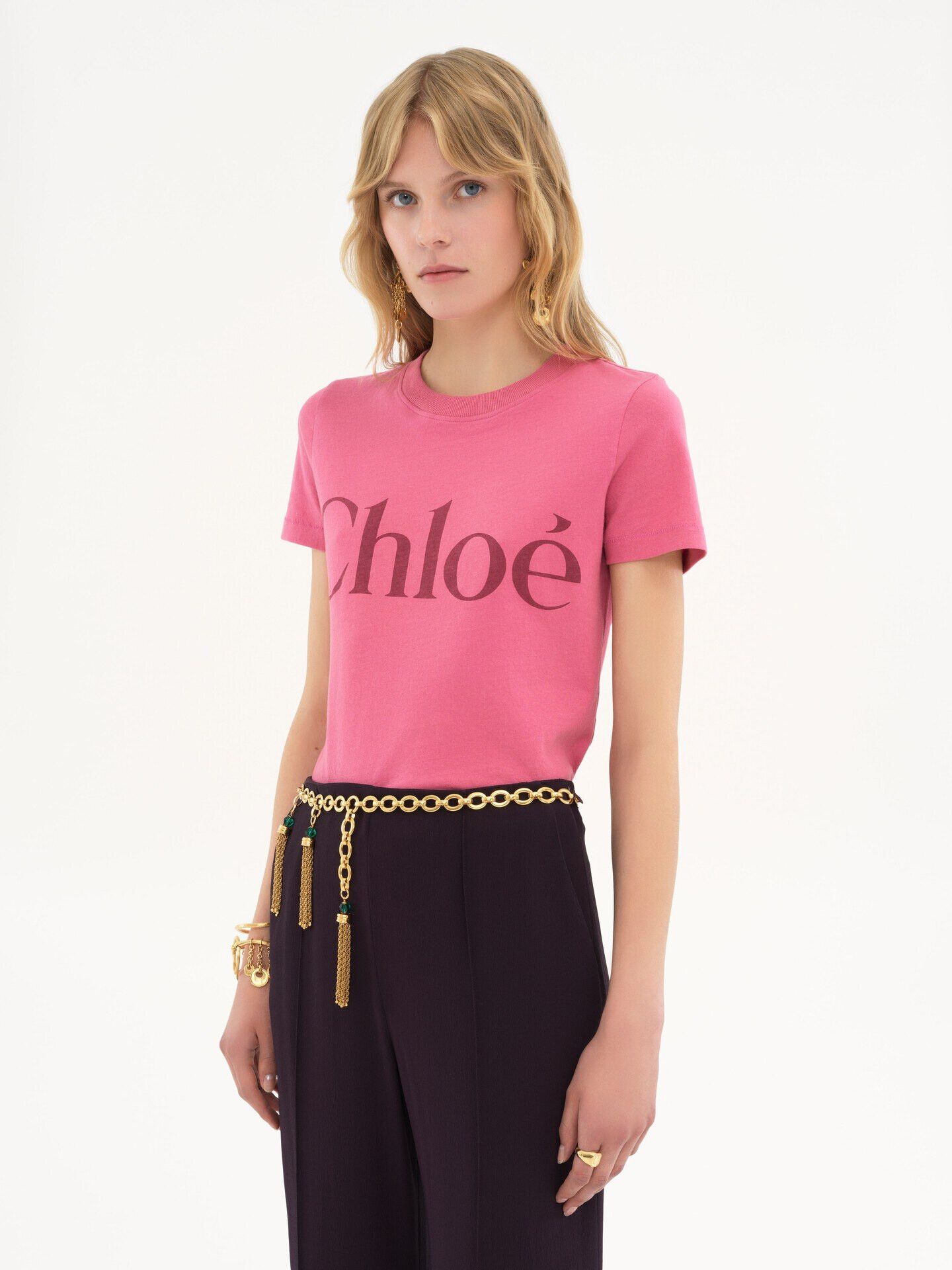 Chloe o1loc1c10226 Baby Fit Logo T-Shirt in Sweet Pink Size S / US 4 / IT 40 - 2 Thumbnail