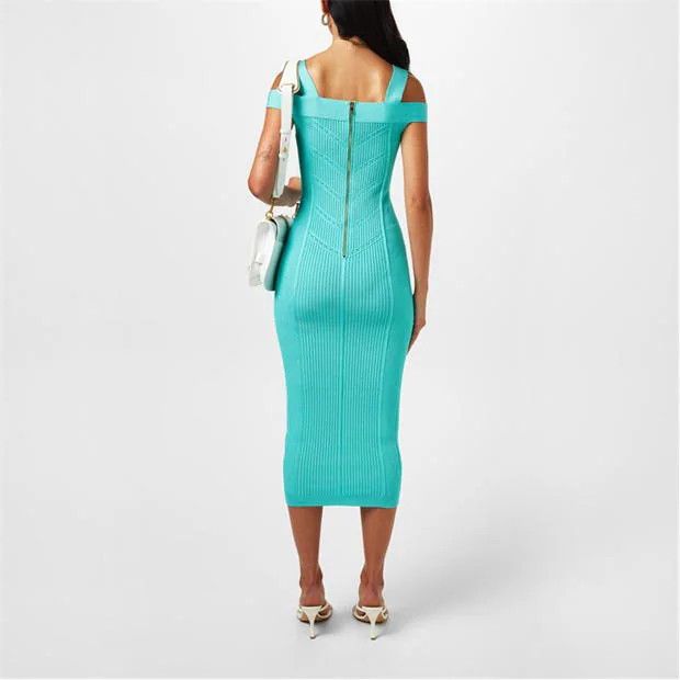 Balmain o1g2r1mq0924 Strp Dress in Mint Blue Size S / US 4 / IT 40 - 5 Thumbnail