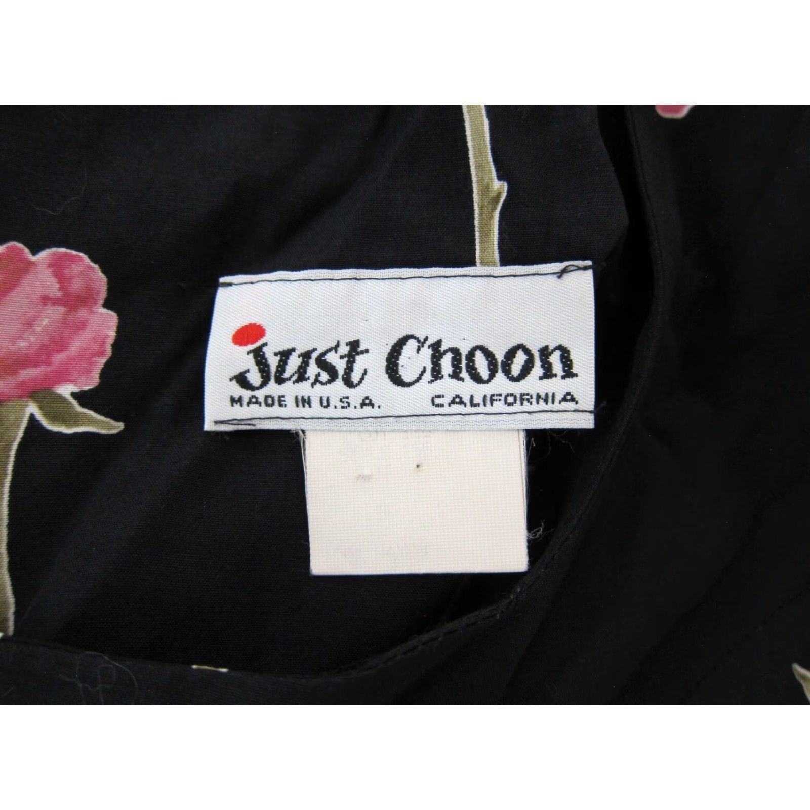 Vintage VINTAGE Just Choon Dress 100% Rayon Black Pink Rose Floral Short Sleeve S-M Women's Maxi Dress Size 28" / US 6 / IT 42 - 4 Thumbnail