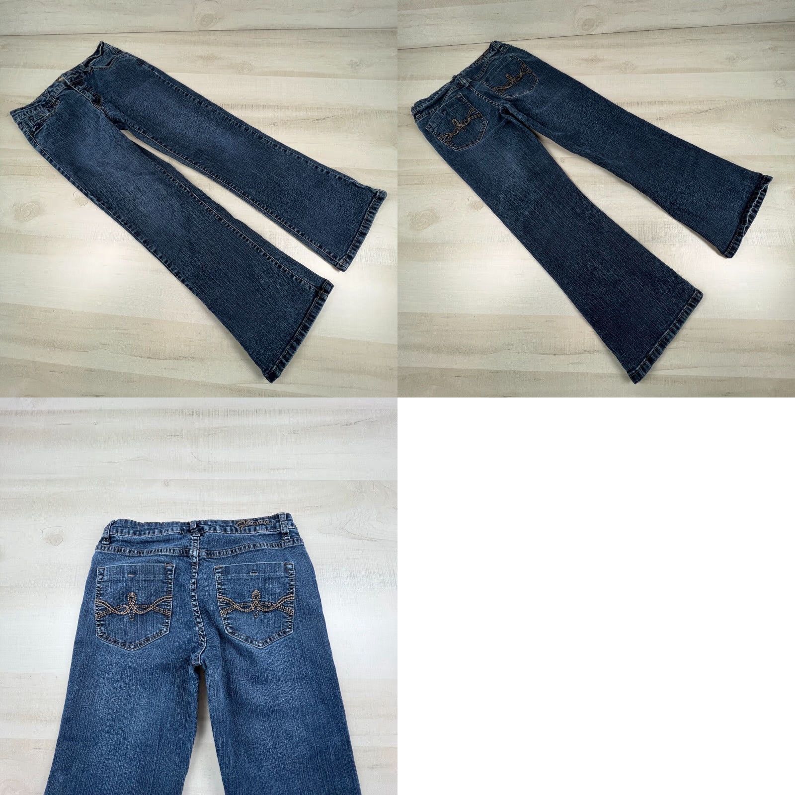 Vintage Flavour Womens Medium Wash Low Rise Bootcut Jeans 10P Blue Petite Cotton Blend Size 32" / US 10 / IT 46 - 8 Thumbnail