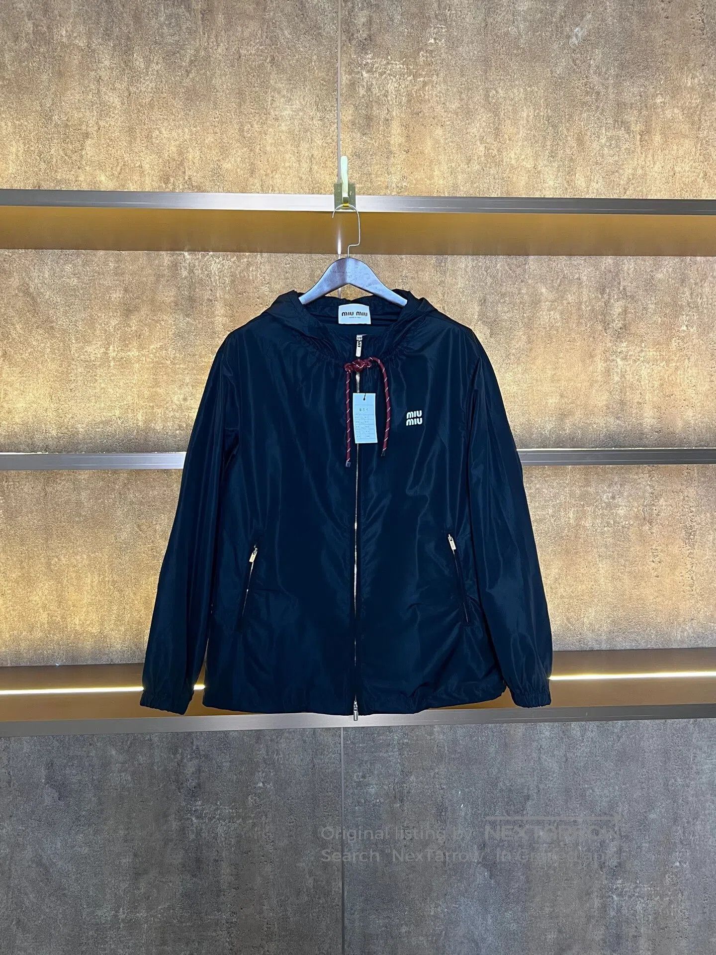 Miu Miu Miu Miu Navy Blue Drawstring Windbreaker| Size M / US 6-8 / IT 42-44 - 1 Thumbnail