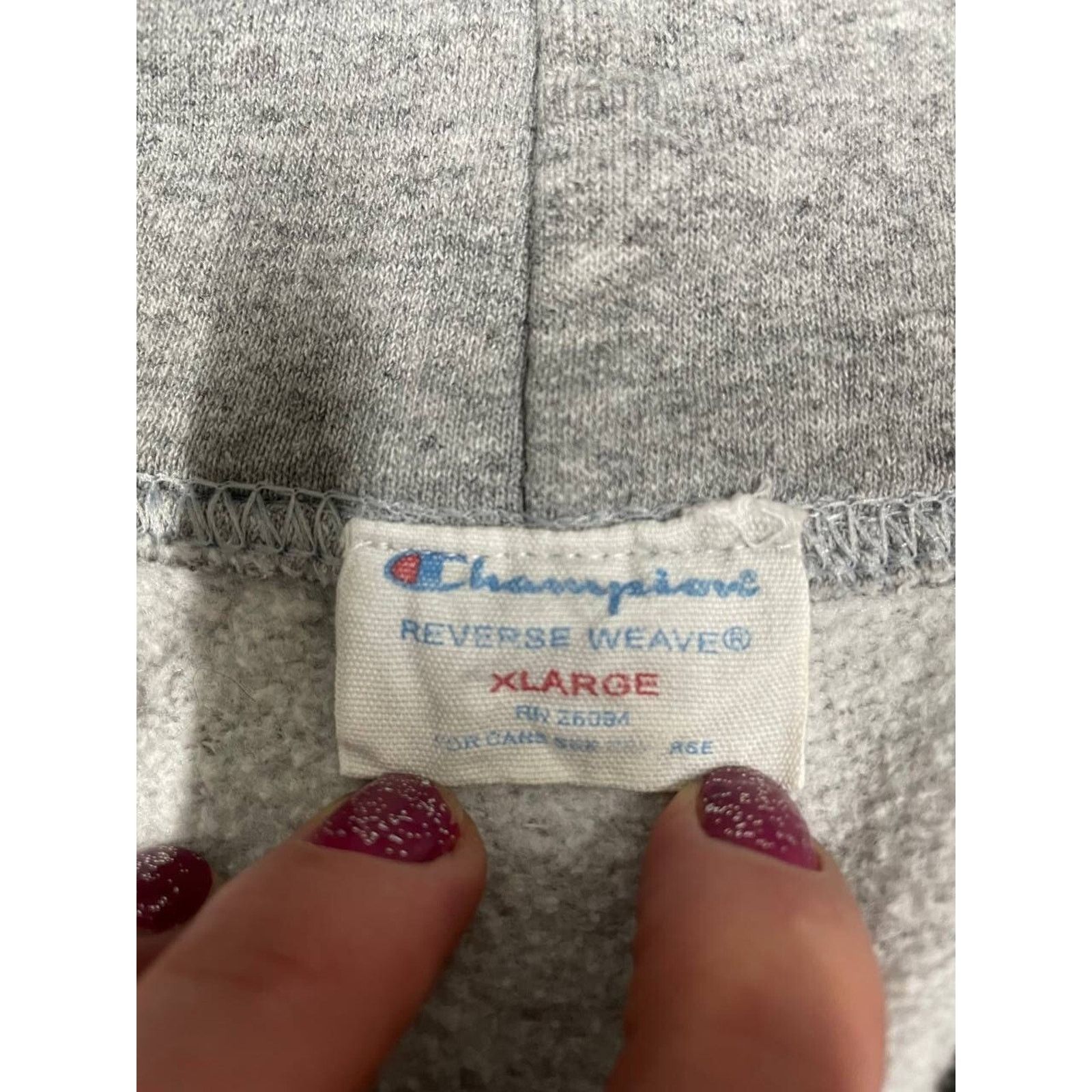 Champion × Vintage Vintage Champion Reverse Weave Hoodie Roses Grey Pullover XL Size US XL / EU 56 / 4 - 3 Thumbnail