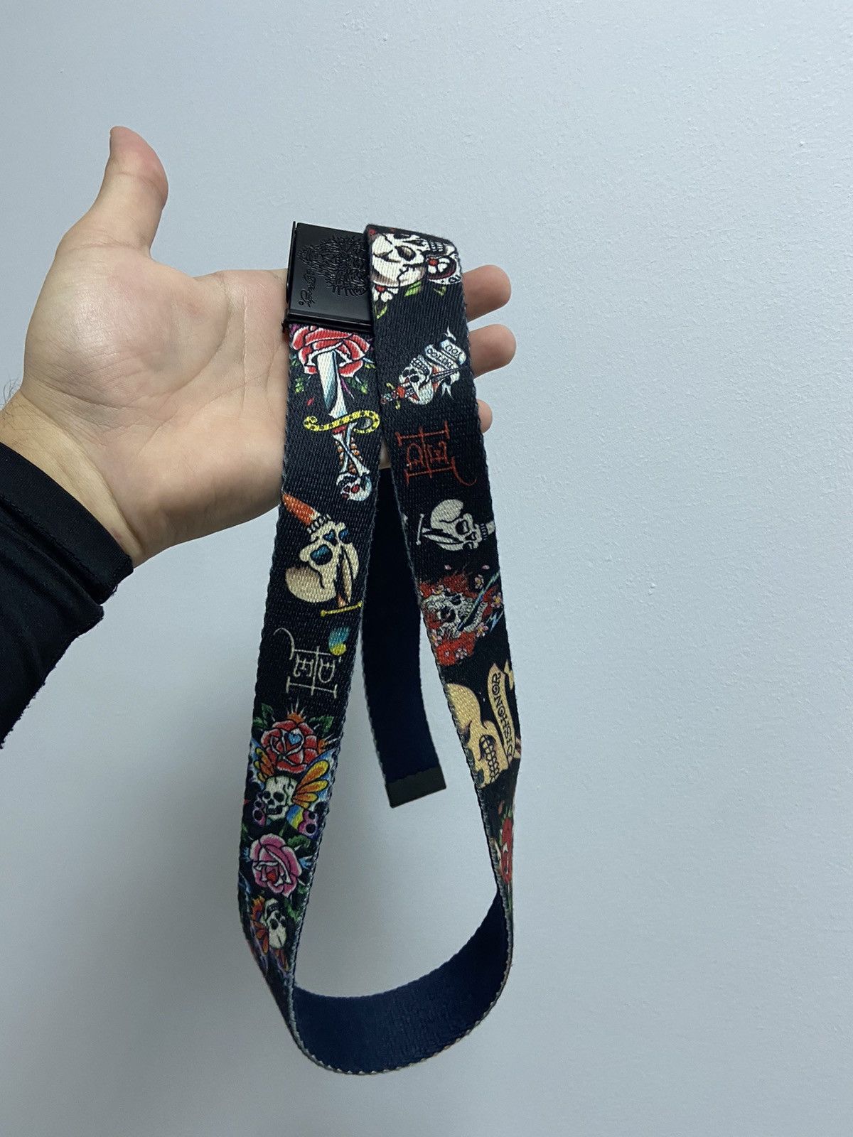 Ed Hardy × Vintage Ed Hardy Vintage All Print Belt Skull Rose Tattoo Y2K Size ONE SIZE - 6 Thumbnail