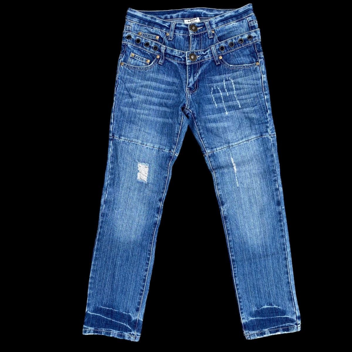 Hysteric Glamour × Japanese Brand Crazy Double Waist Thrashed Denim Jeans Size US 31 - 11 Thumbnail