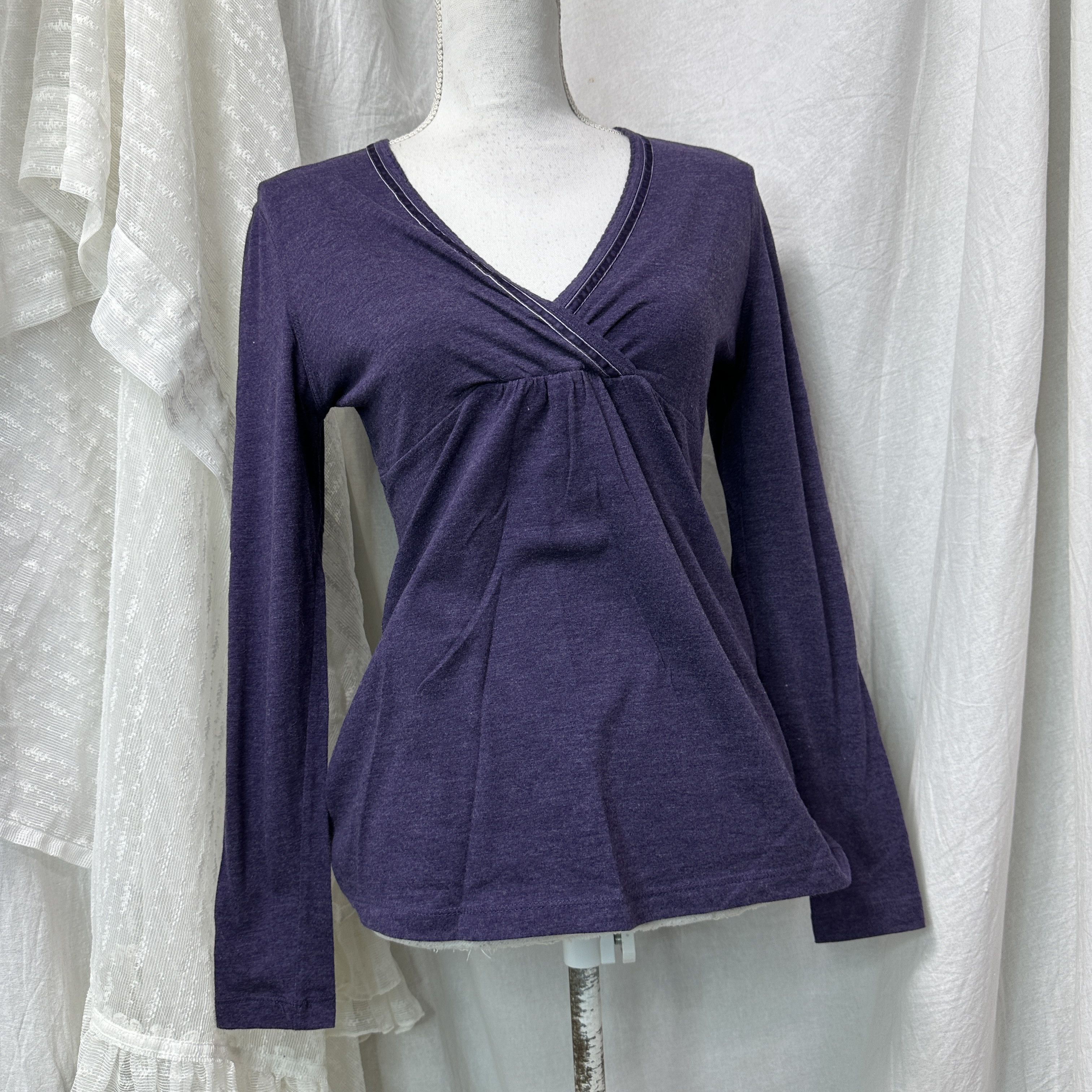 Vintage Vintage V-Neck Lilac Wrapped Longsleeve Blouse Y2K Size S / US 4 / IT 40 - 5 Thumbnail