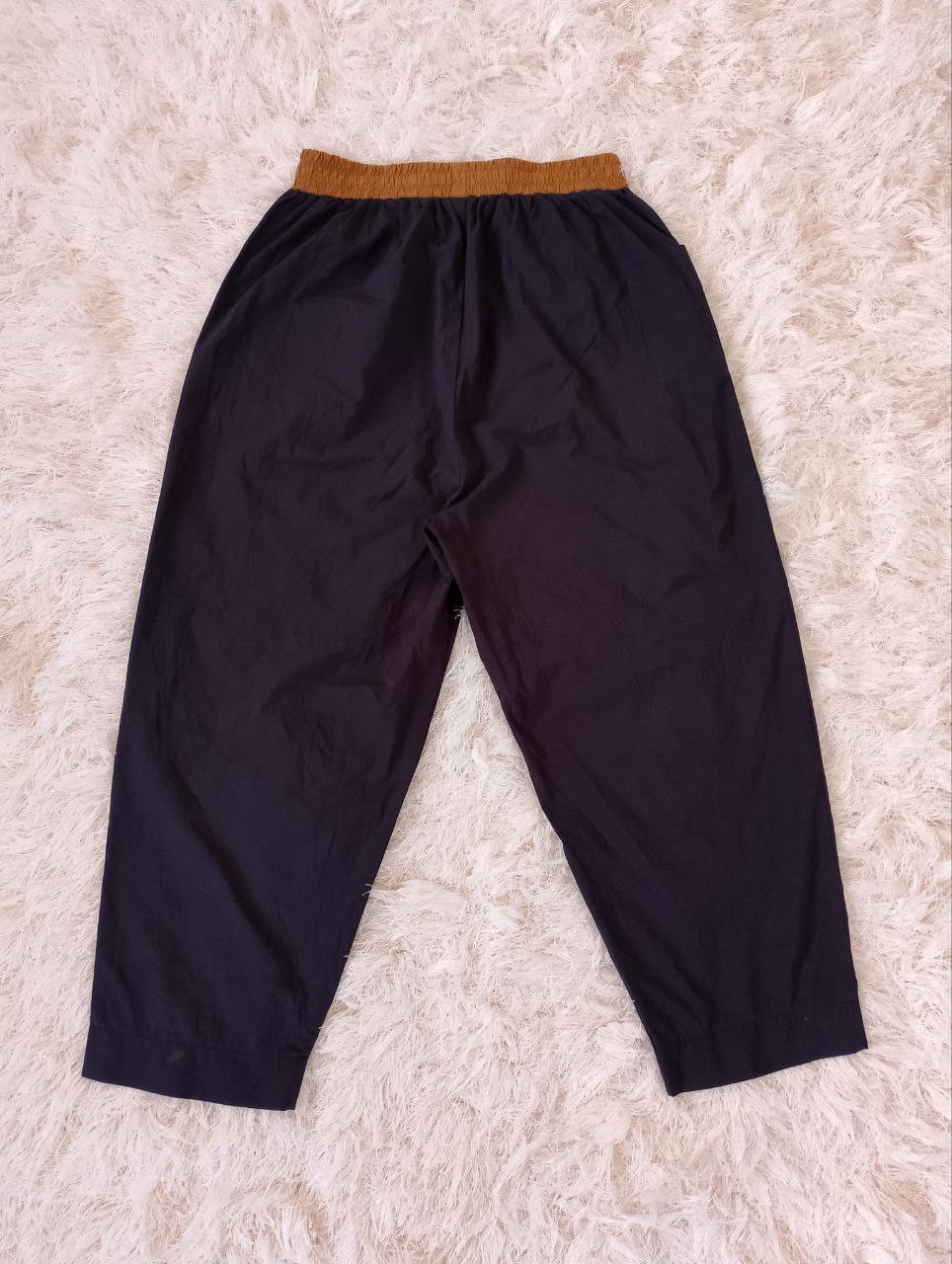 Japanese Brand ELLE Dark Blue Gold Outer Pocket Wide Pants Size 28" / US 6 / IT 42 - 2 Thumbnail