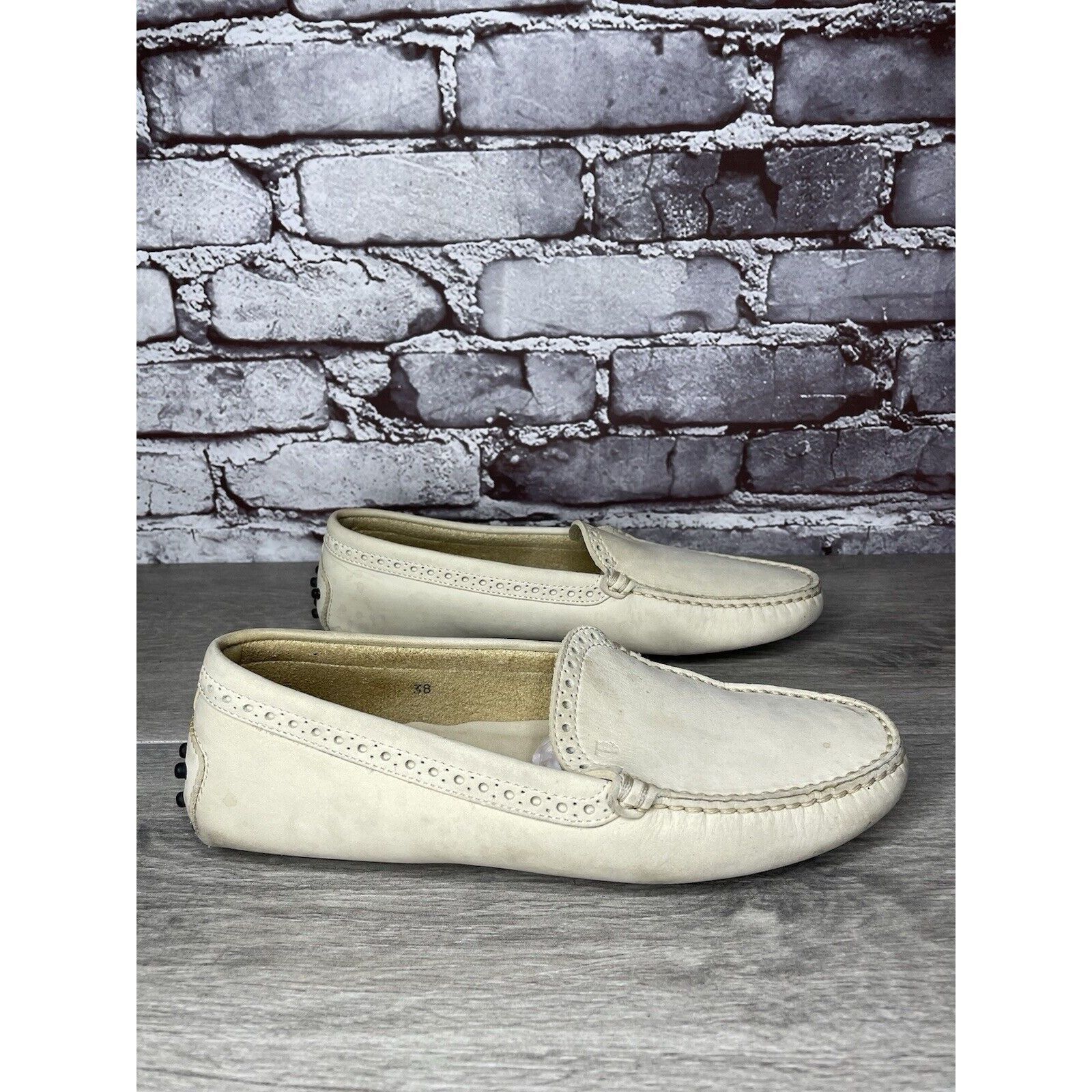Tod's TOD'S Ivory Off White Suede Leather Moc Loafers Driving Shoe Size US 8 / IT 38 - 3 Thumbnail