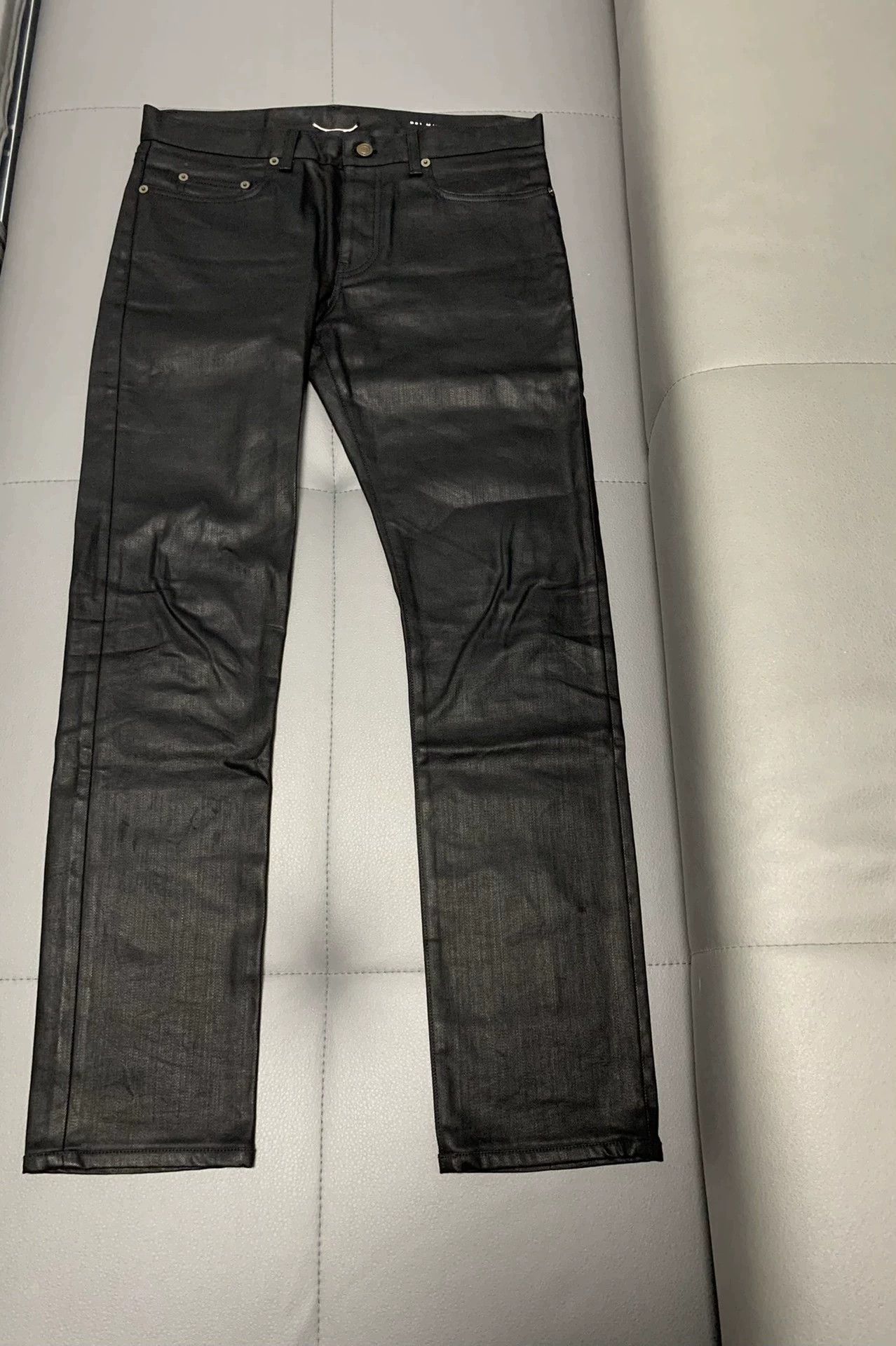 Saint Laurent Paris Black waxed jeans