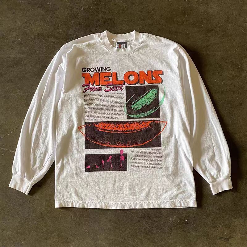 Japanese Brand Watermelon pattern casual retro long sleeve t-shirt Size US L / EU 52-54 / 3 - 1 Thumbnail