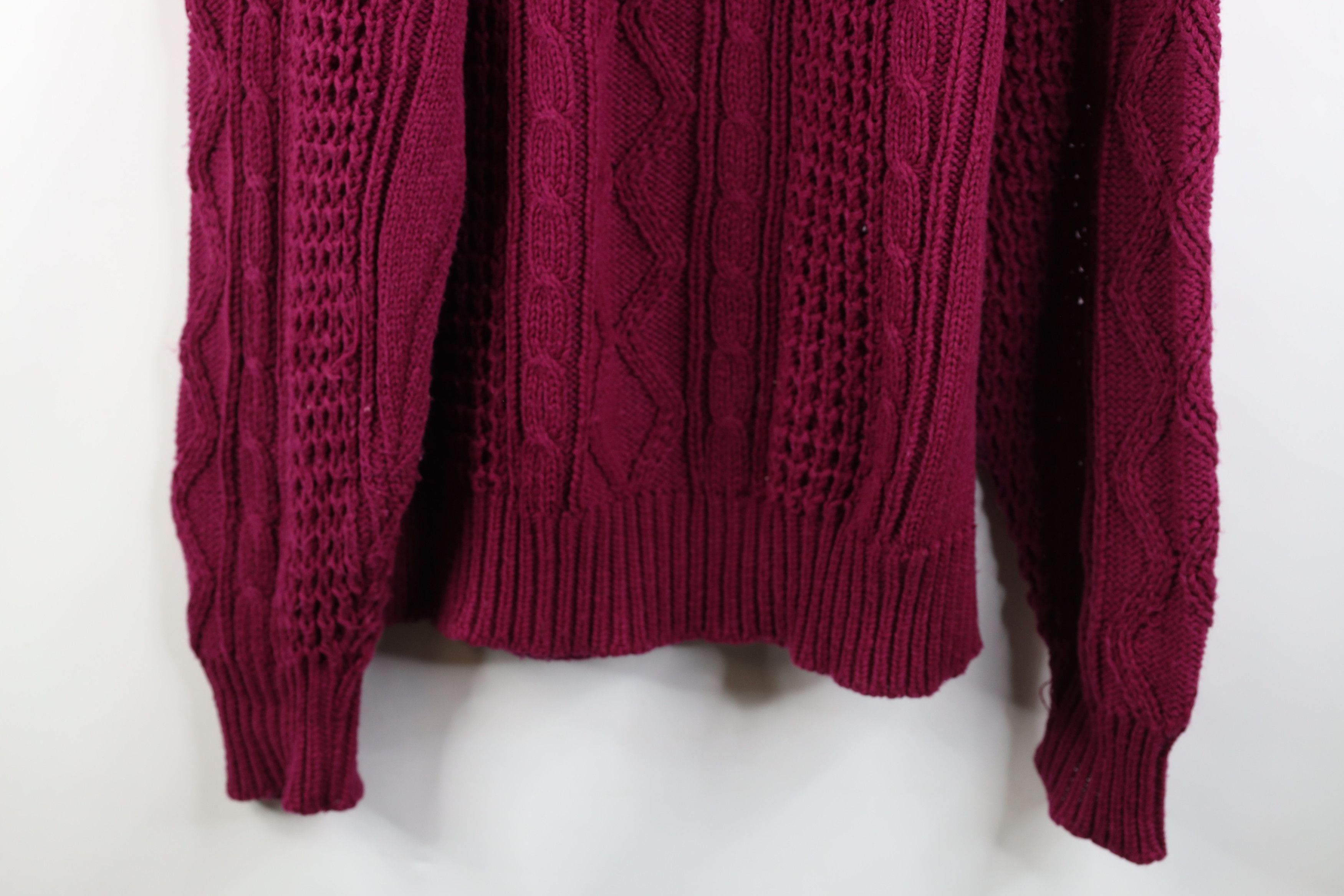 Vintage Vintage 90s Streetwear Cable Knit Fisherman Sweater Purple Size XL / US 12-14 / IT 48-50 - 9 Thumbnail