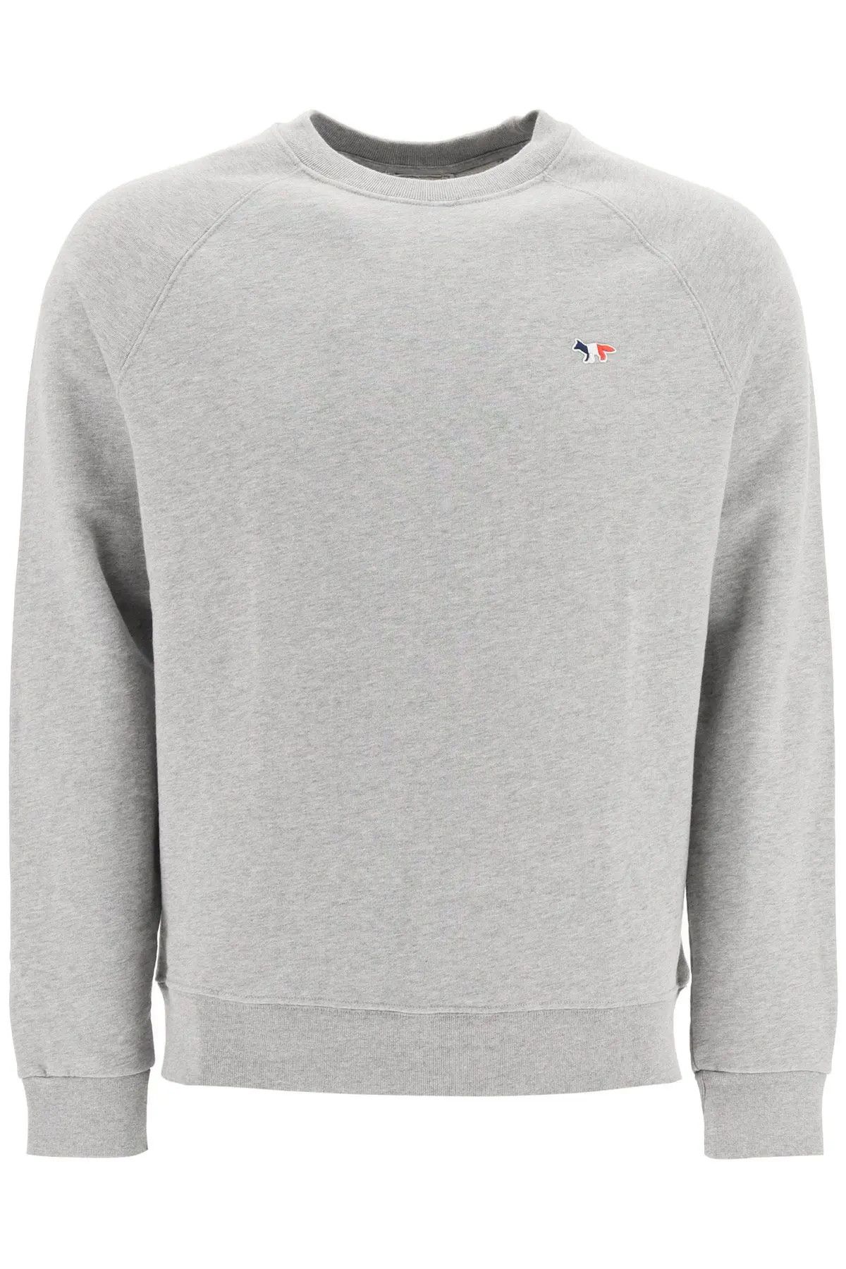 image of Maison Kitsune O1S22I1N0324 Tricolor Fox Patch Sweatshirt In Grey, Men's (Size Medium)
