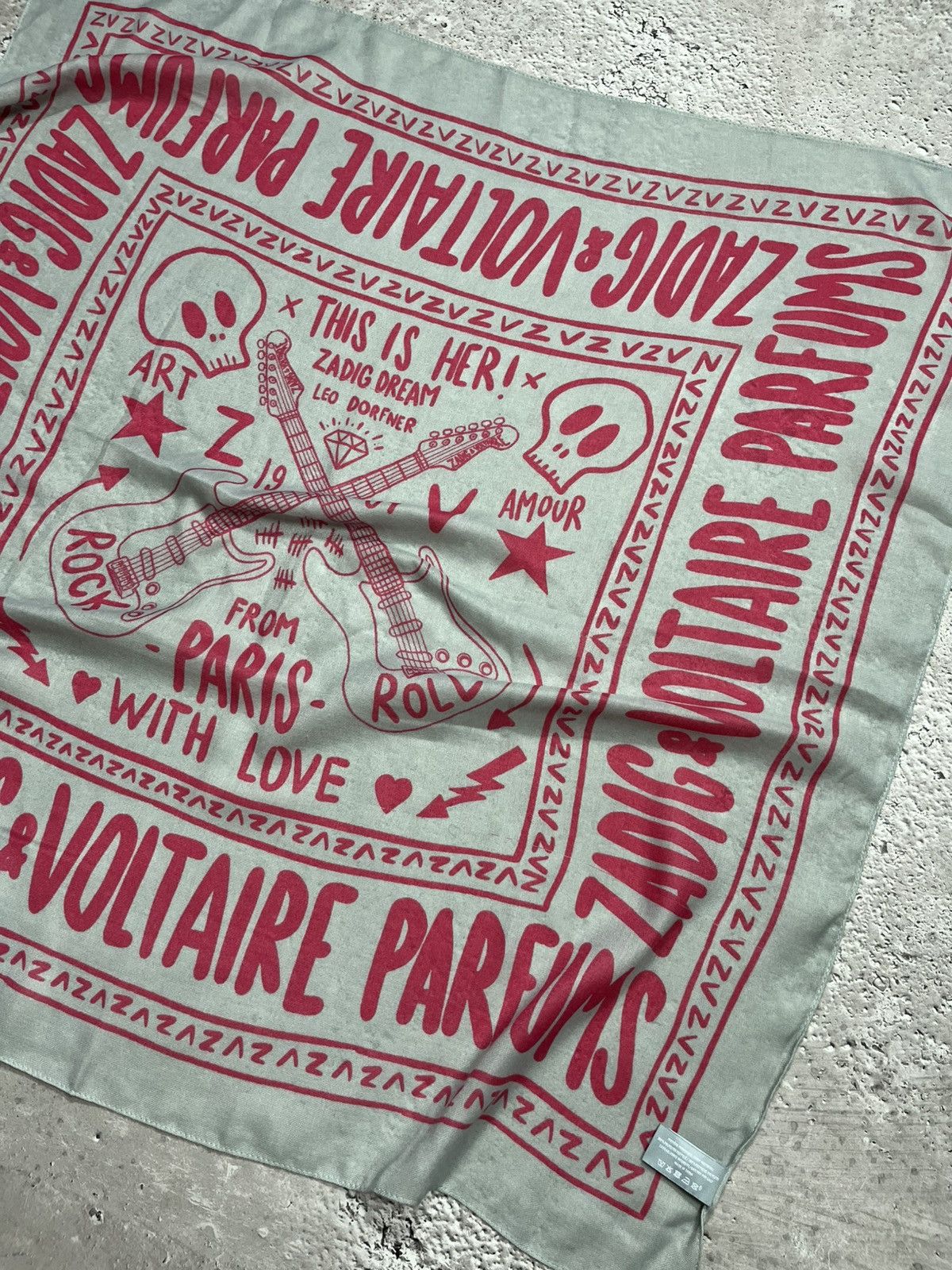 Zadig & Voltaire Zadig & Voltaire 90x90cm Bandana Scarf Pink Rock Graphic Size ONE SIZE - 6 Thumbnail