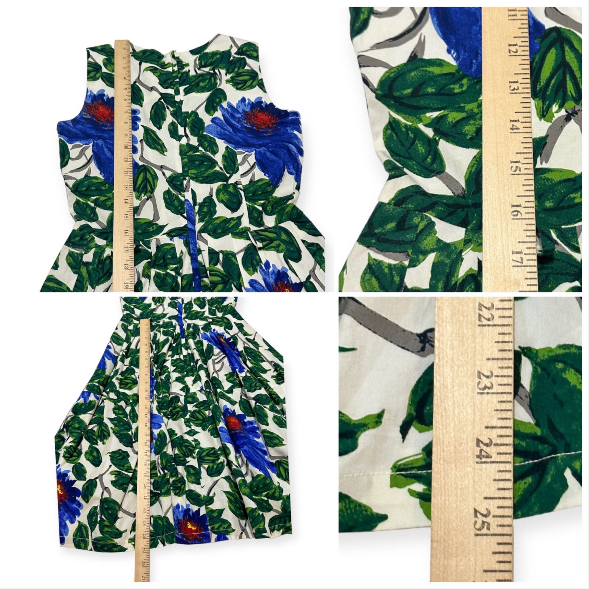 Samantha Sung Samantha Sung Rachel A-Line Dress, Blue, Green floral print, Size S / US 4 / IT 40 - 14 Thumbnail