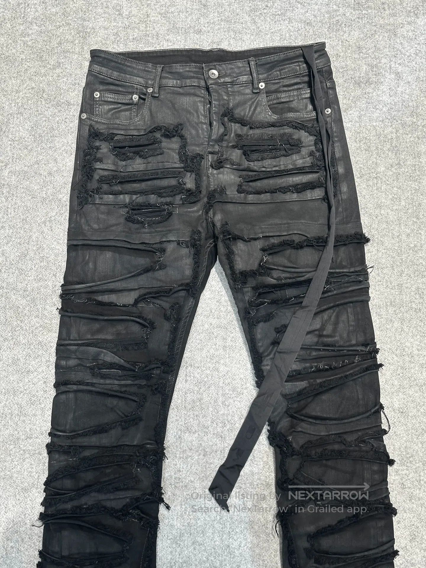 Rick Owens Drkshdw Rick Owens DRKSHDW Distressed Wax Pants. Size US 32 / EU 48 - 3 Thumbnail
