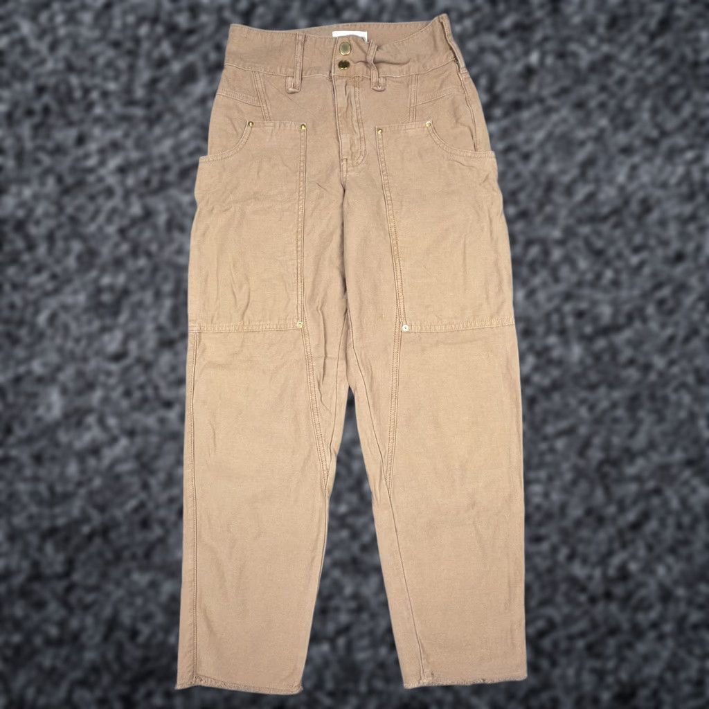 Frame FRAME Twisted Utility Pants Women's 24 Brown Workwear Frayed Hem 100% Cotton Pants Regular Women Size 42" / US 20 - 1 Thumbnail