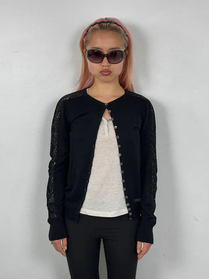 Dolce & Gabbana 2000s Dolce & Gabbana Black Lace Button Up Wool Cardigan Size S / US 4 / IT 40 - 2 Thumbnail