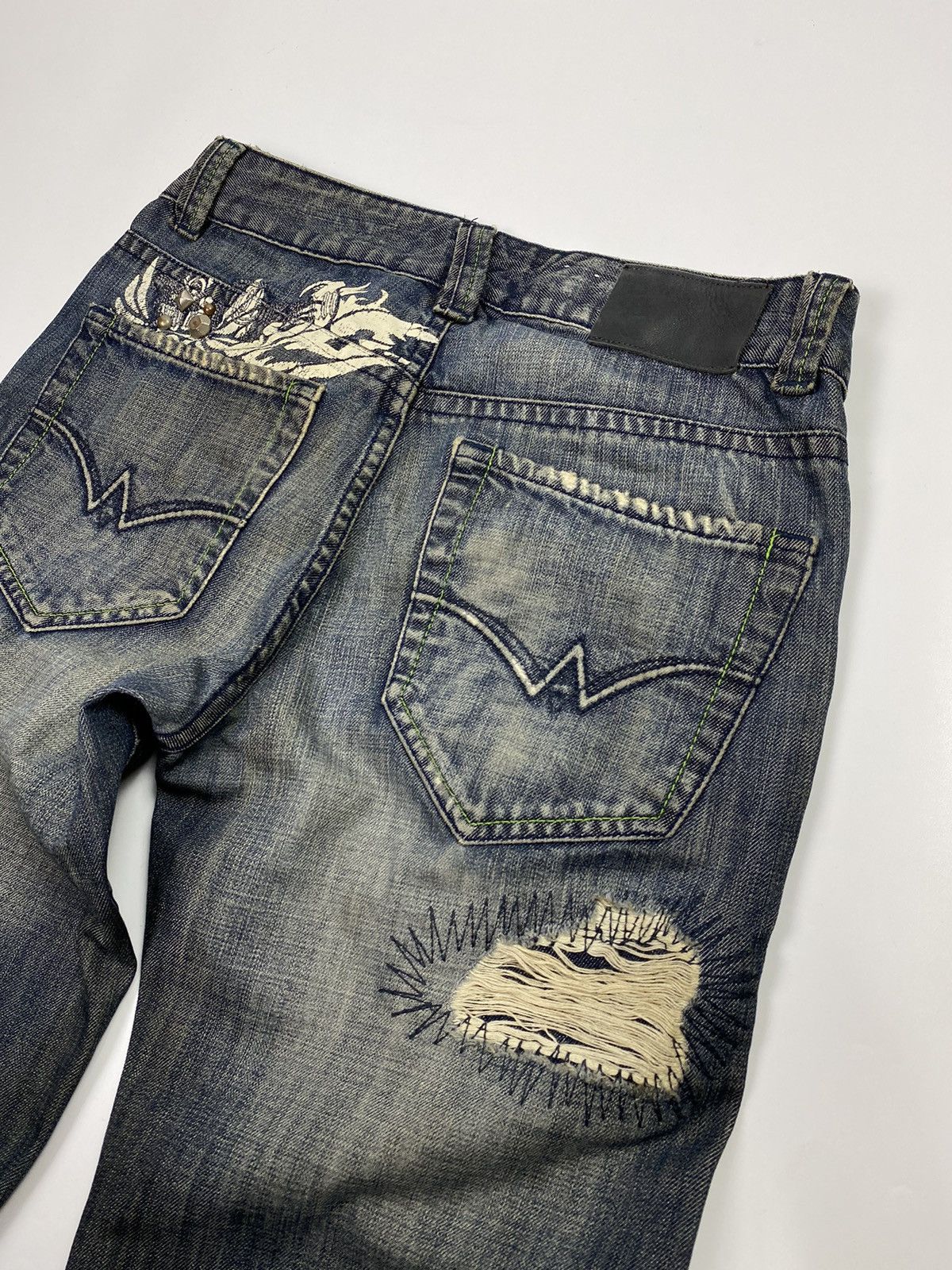 If Six Was Nine × Japanese Brand osaka big train 📍 distressed patchwork studdet jeans 32x32 Size US 32 / EU 48 - 12 Thumbnail