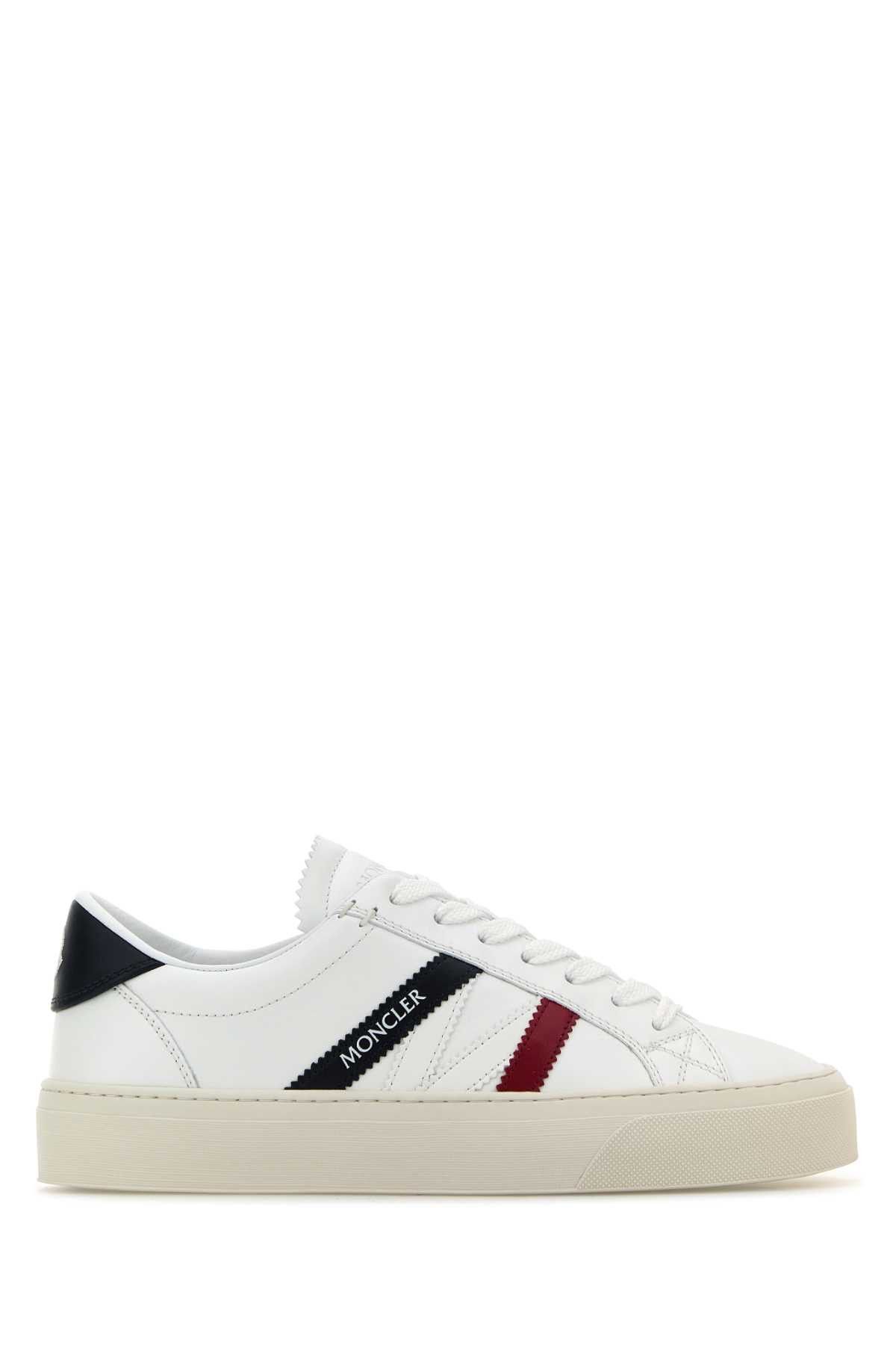 Moncler White Leather Monaco 2 Sneakers Size US 7.5 / IT 37.5 - 1 Thumbnail