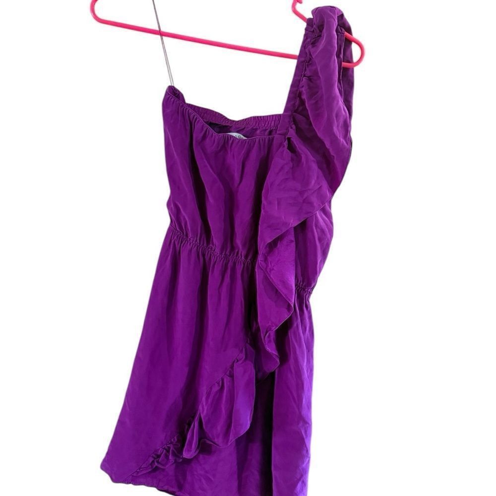 Other Purple Asymmetrical Ruched Mini Dress Size XS / US 0-2 / IT 36-38 - 2 Thumbnail