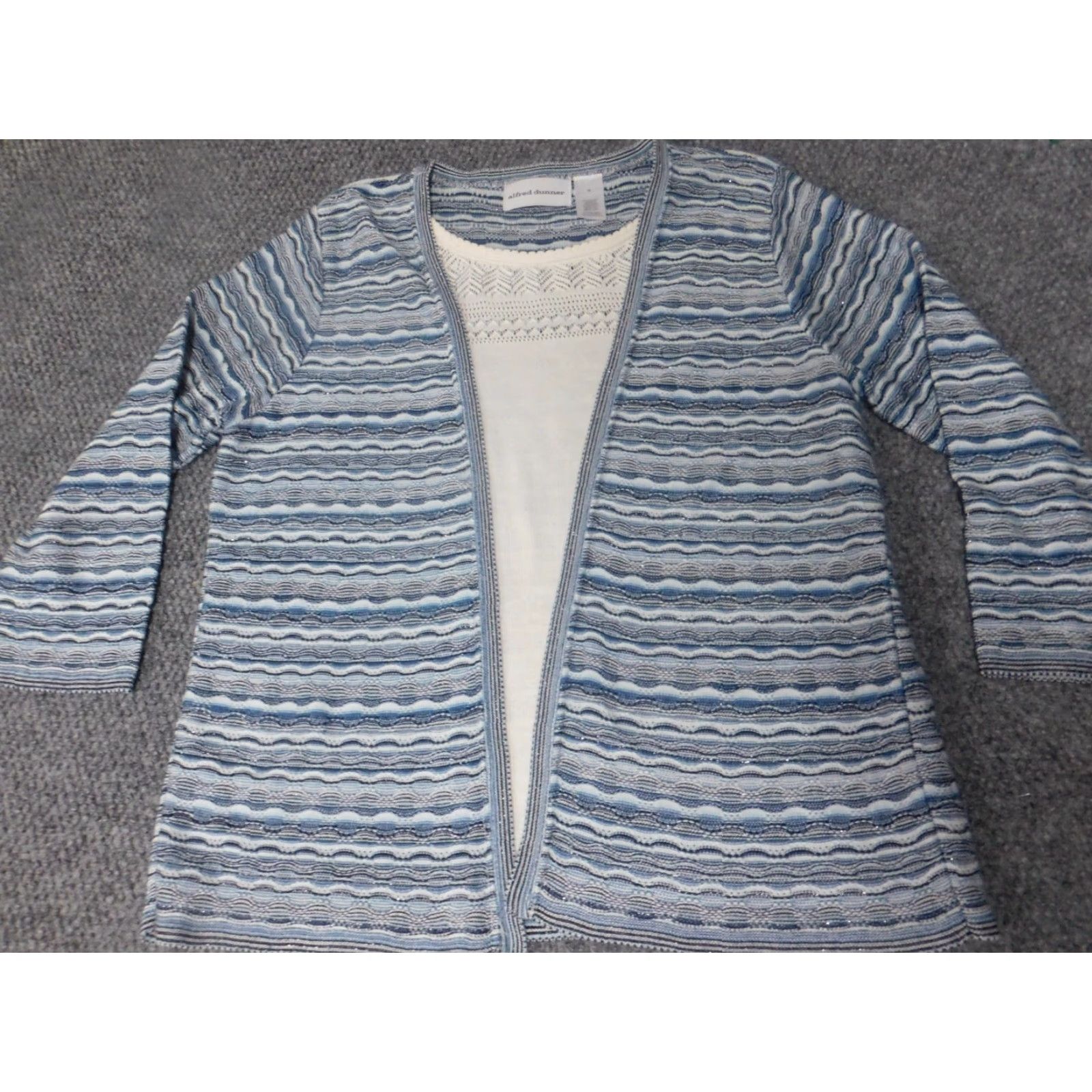 Vintage Alfred Dunner Womens Sweater Medium Blue Pullover Crew Neck Long Sleeve Cap Sleeve Acrylic Knit Stretch Button Casual Regular Modern American Knit Size M / US 6-8 / IT 42-44 - 2 Thumbnail