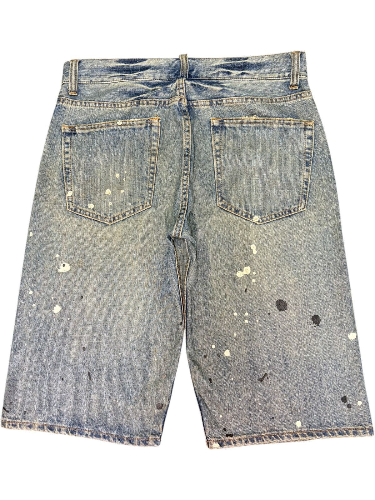 JNCO Vintage Japanese Brand Mud Wash Painted Distress Jean Shorts Size US 32 / EU 48 - 2 Thumbnail