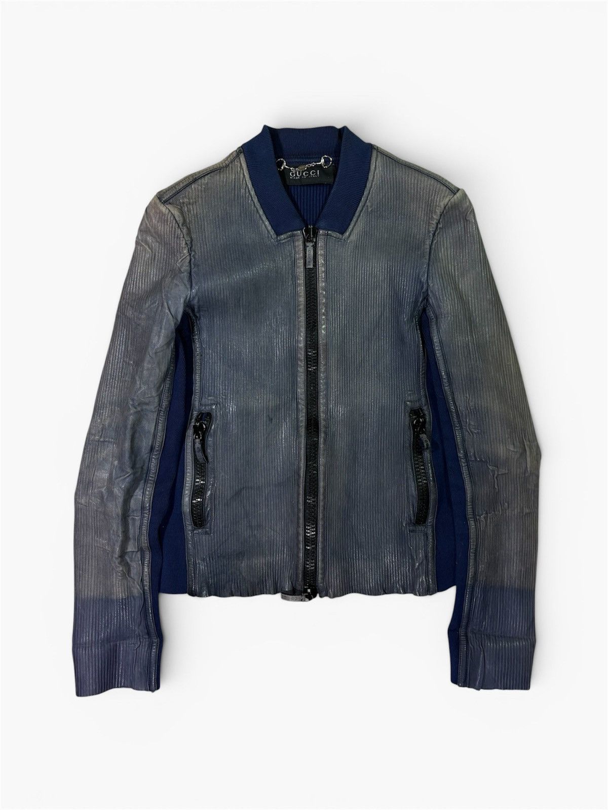 Gucci SS10 Runway Blue Leather Jacket by Gucci Size S / US 4 / IT 40 - 1 Thumbnail