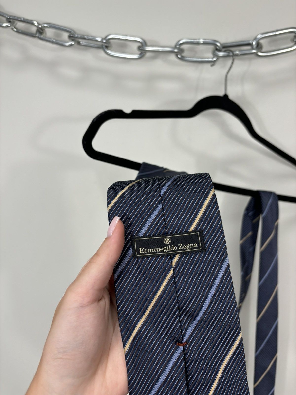 Ermenegildo Zegna Ermenegildo Zegna Men’s Navy Blue Striped Luxury Silk Tie Size ONE SIZE - 3 Thumbnail