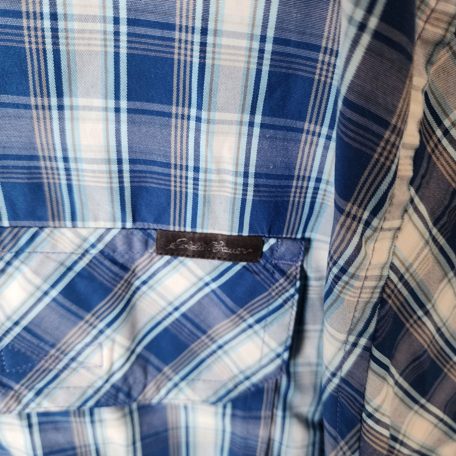 Eddie Bauer Eddie Bauer Men's XL Tall Plaid Blue White Short Sleeve Size US XL / EU 56 / 4 - 2 Thumbnail