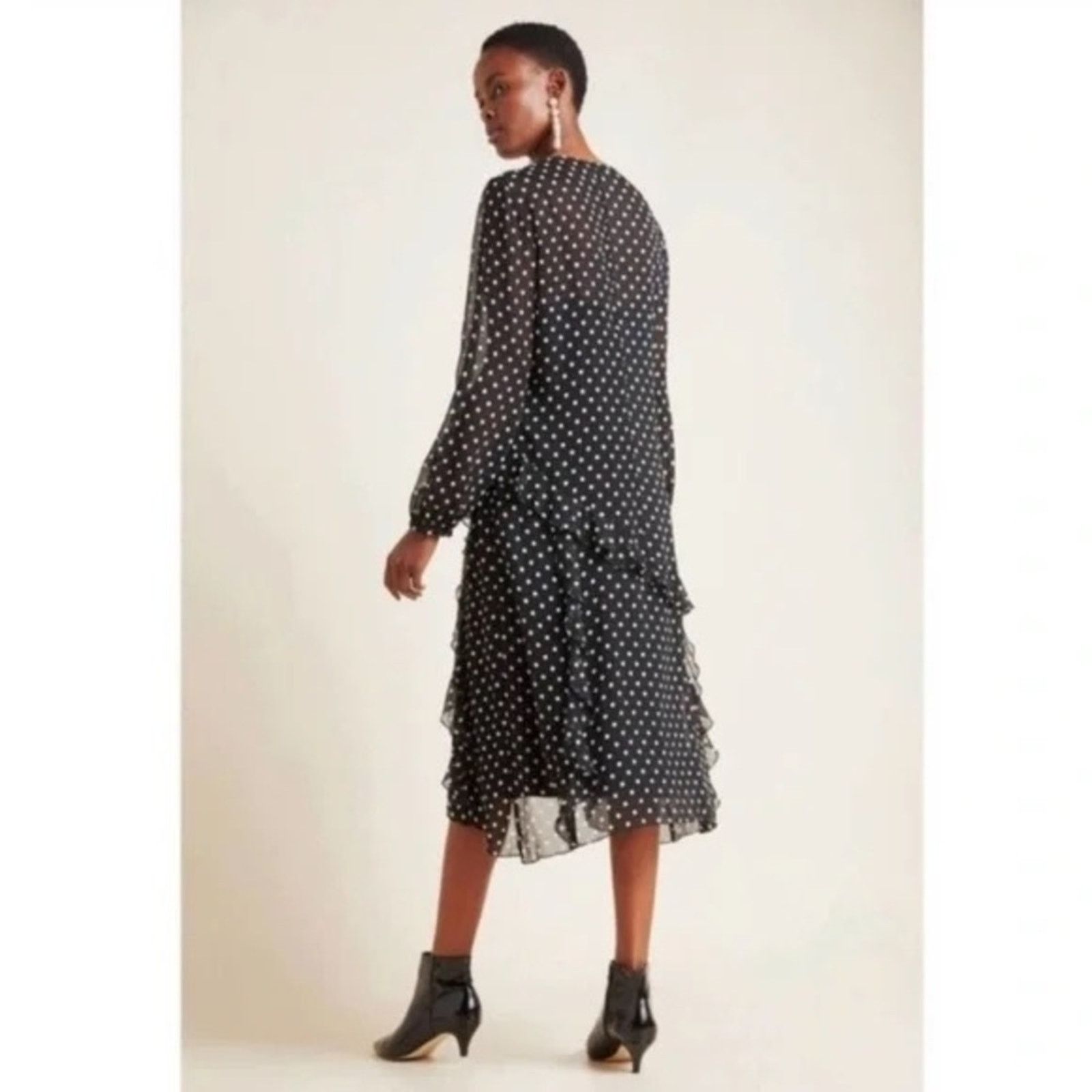 Anthropologie Maeve Anthropologie Sheer PolkaDot Midi Dress Womens Small Size S / US 4 / IT 40 - 2 Thumbnail