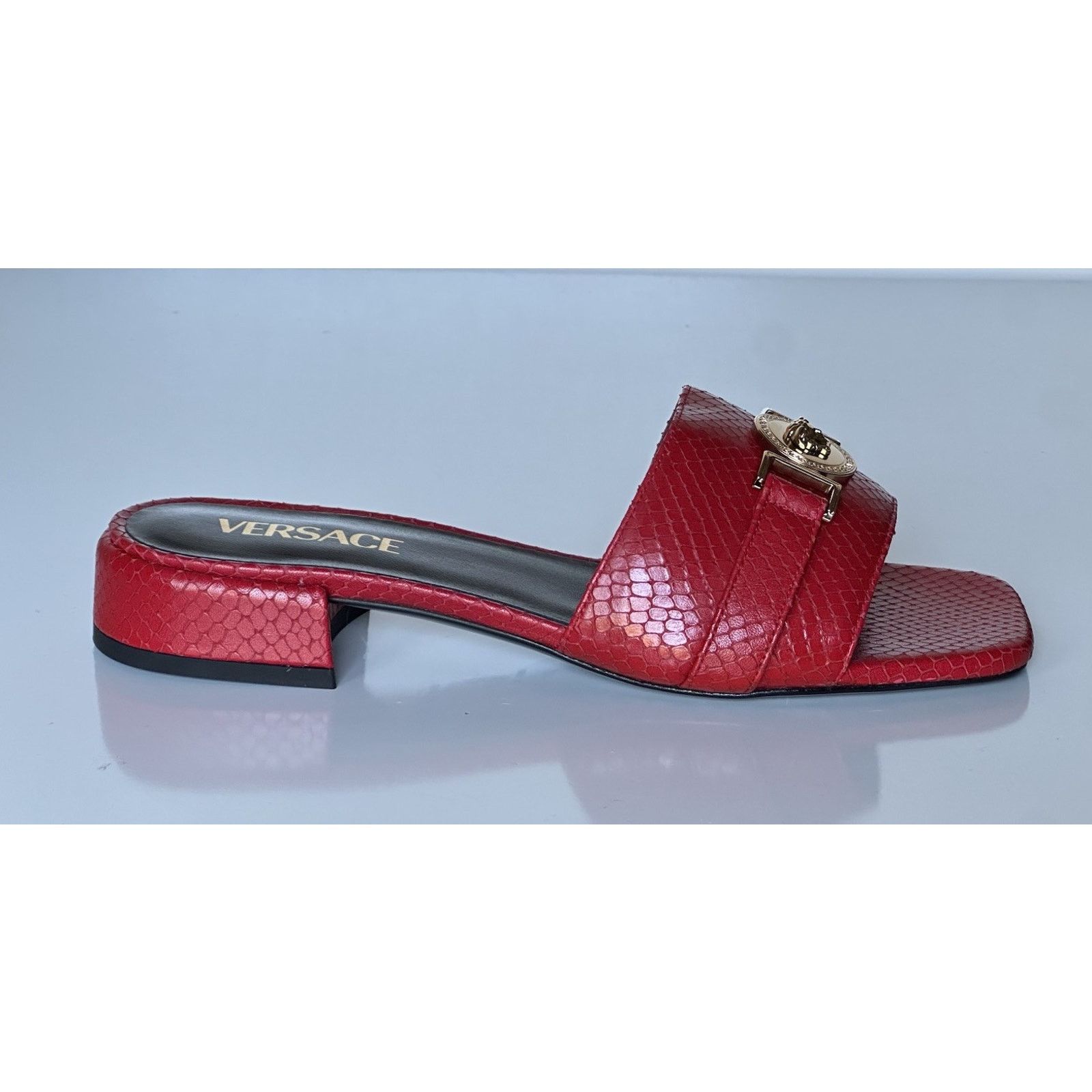 Versace VERSACE Gold Medusa Women's Dark Red Sandals 9 US 1014748 Size US 9 / IT 39 - 9 Thumbnail