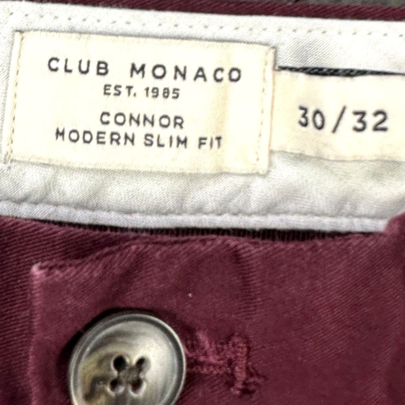 Club Monaco VINTAGE Club Monaco Khaki Pants Mens 30X32 Slim Straight Stretch Casual Maroon - Pants - Men Size US 30 / EU 46 - 4 Thumbnail